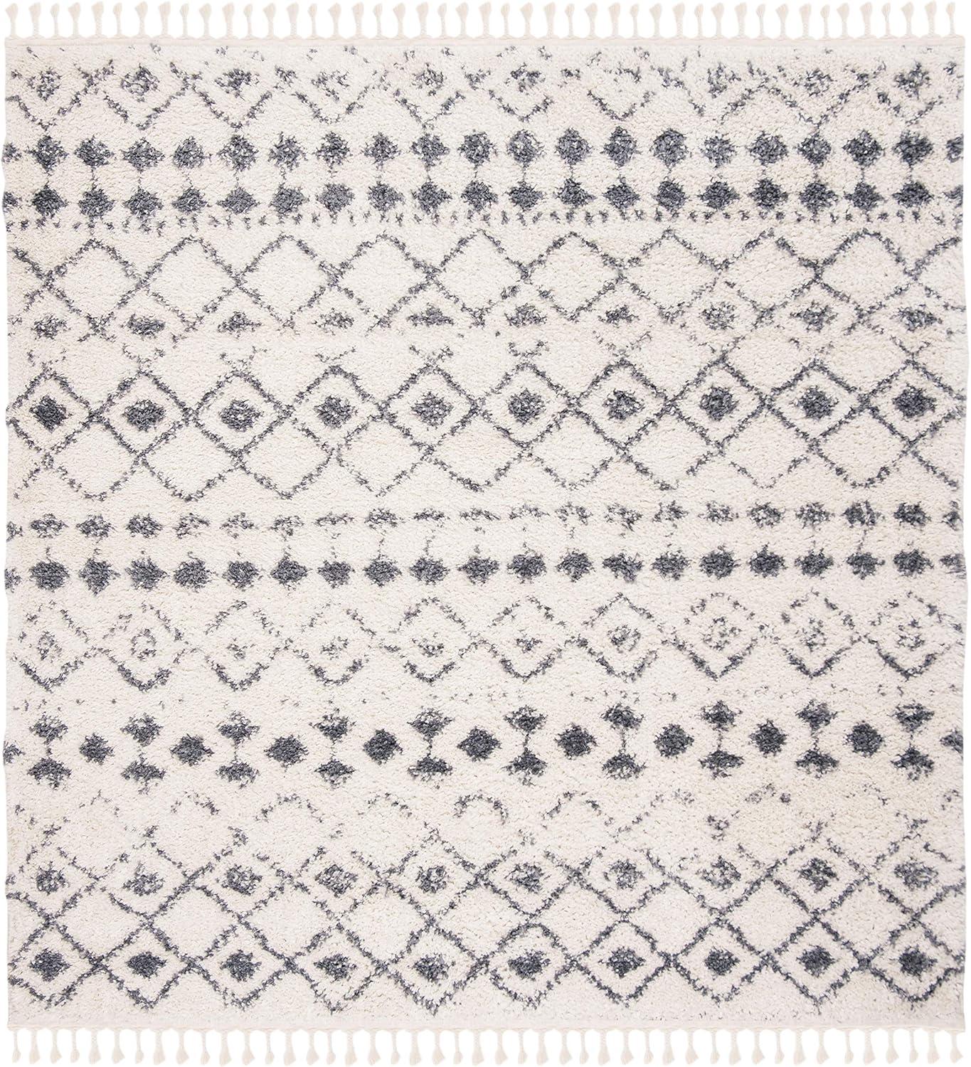 image:imageSAFAVIEH Area Rug 8x10 Berber Fringe Shag Collection Large Cream amp Dark Grey Moroccan Design NonShedding amp Easy Cleaning Thick Pile Ideal for Living Room Bedroom Dining Space BFG516ACreamDark Grey