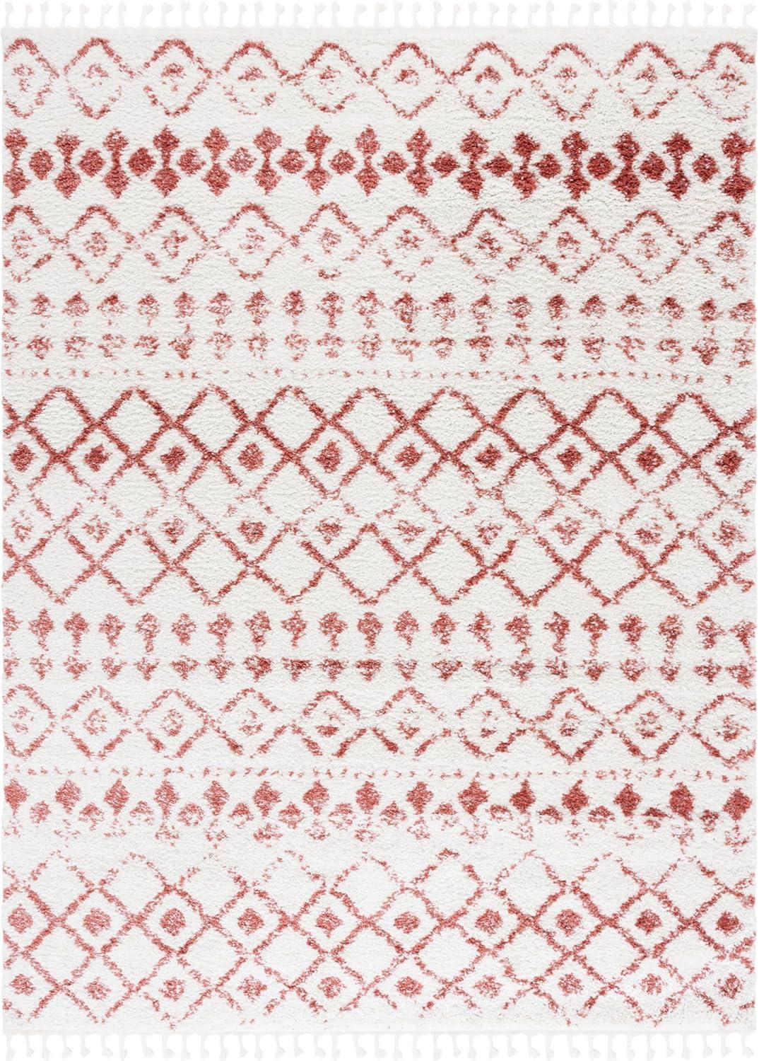image:imageSAFAVIEH Area Rug 8x10 Berber Fringe Shag Collection Large Cream amp Dark Grey Moroccan Design NonShedding amp Easy Cleaning Thick Pile Ideal for Living Room Bedroom Dining Space BFG516AIvoryRust