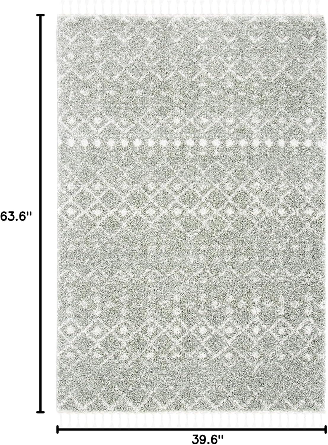 image:imageSAFAVIEH Area Rug 8x10 Berber Fringe Shag Collection Large Cream amp Dark Grey Moroccan Design NonShedding amp Easy Cleaning Thick Pile Ideal for Living Room Bedroom Dining Space BFG516ASageIvory