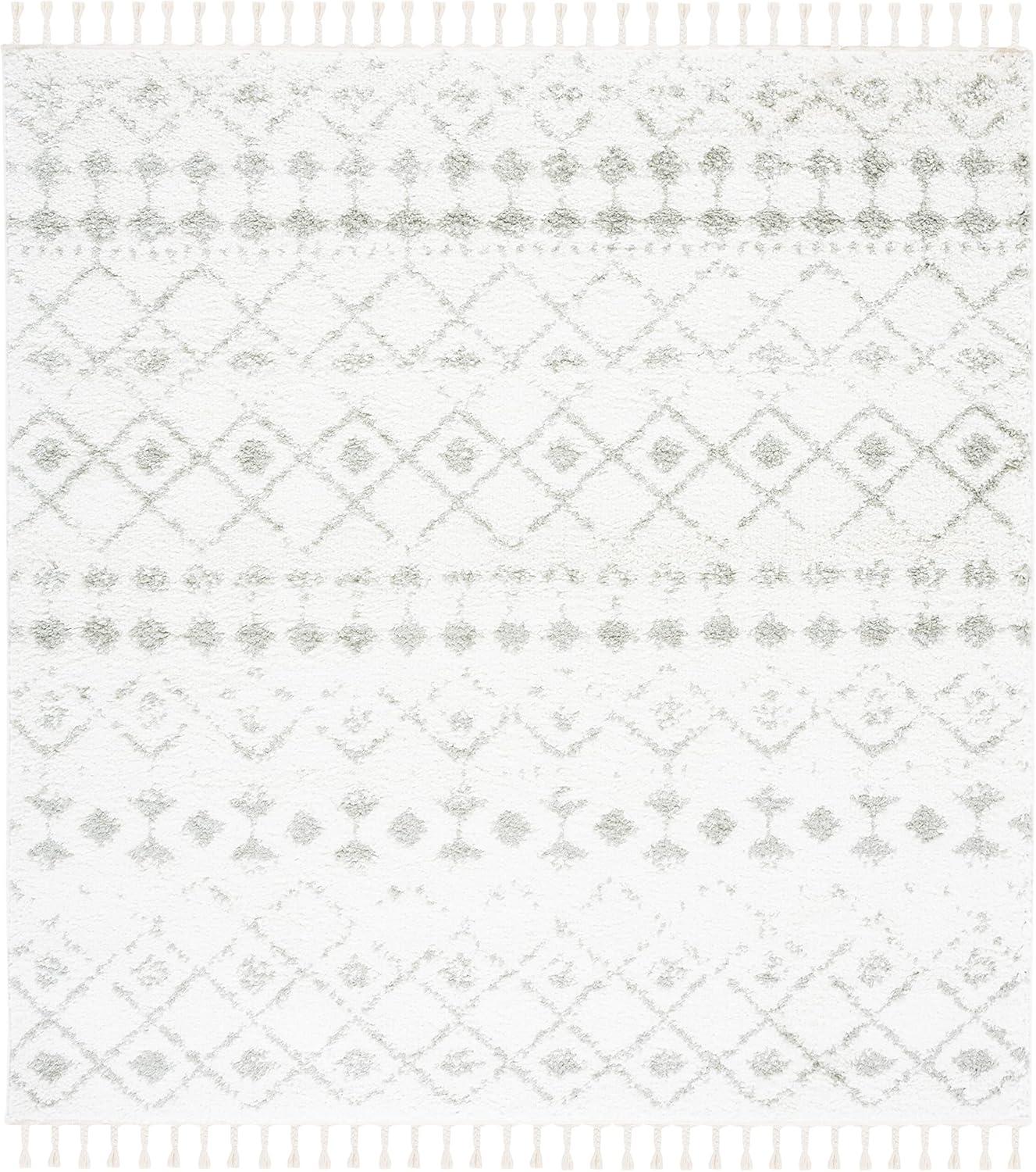 image:imageSAFAVIEH Area Rug 8x10 Berber Fringe Shag Collection Large Cream amp Dark Grey Moroccan Design NonShedding amp Easy Cleaning Thick Pile Ideal for Living Room Bedroom Dining Space BFG516AIvorySage
