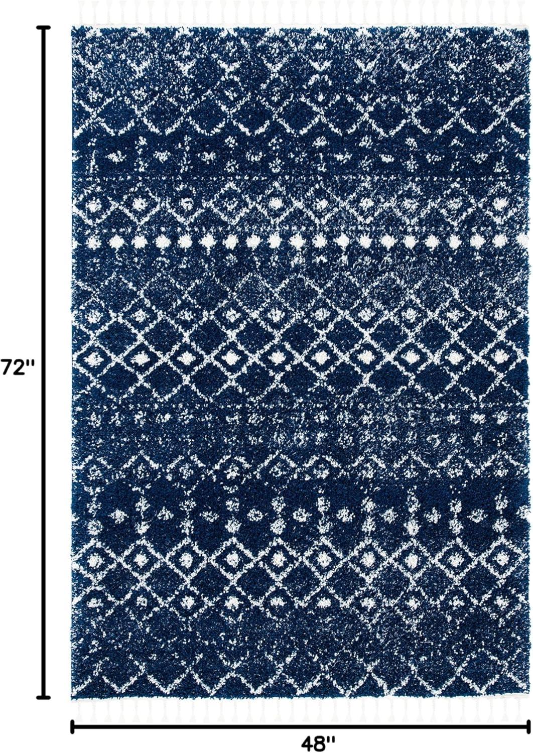 image:imageSAFAVIEH Area Rug 8x10 Berber Fringe Shag Collection Large Cream amp Dark Grey Moroccan Design NonShedding amp Easy Cleaning Thick Pile Ideal for Living Room Bedroom Dining Space BFG516ANavyIvory