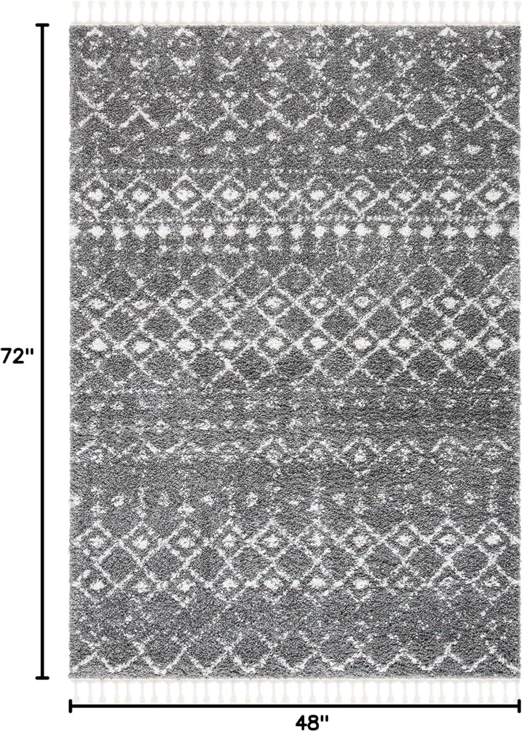 image:imageSAFAVIEH Area Rug 8x10 Berber Fringe Shag Collection Large Cream amp Dark Grey Moroccan Design NonShedding amp Easy Cleaning Thick Pile Ideal for Living Room Bedroom Dining Space BFG516AGreyIvory