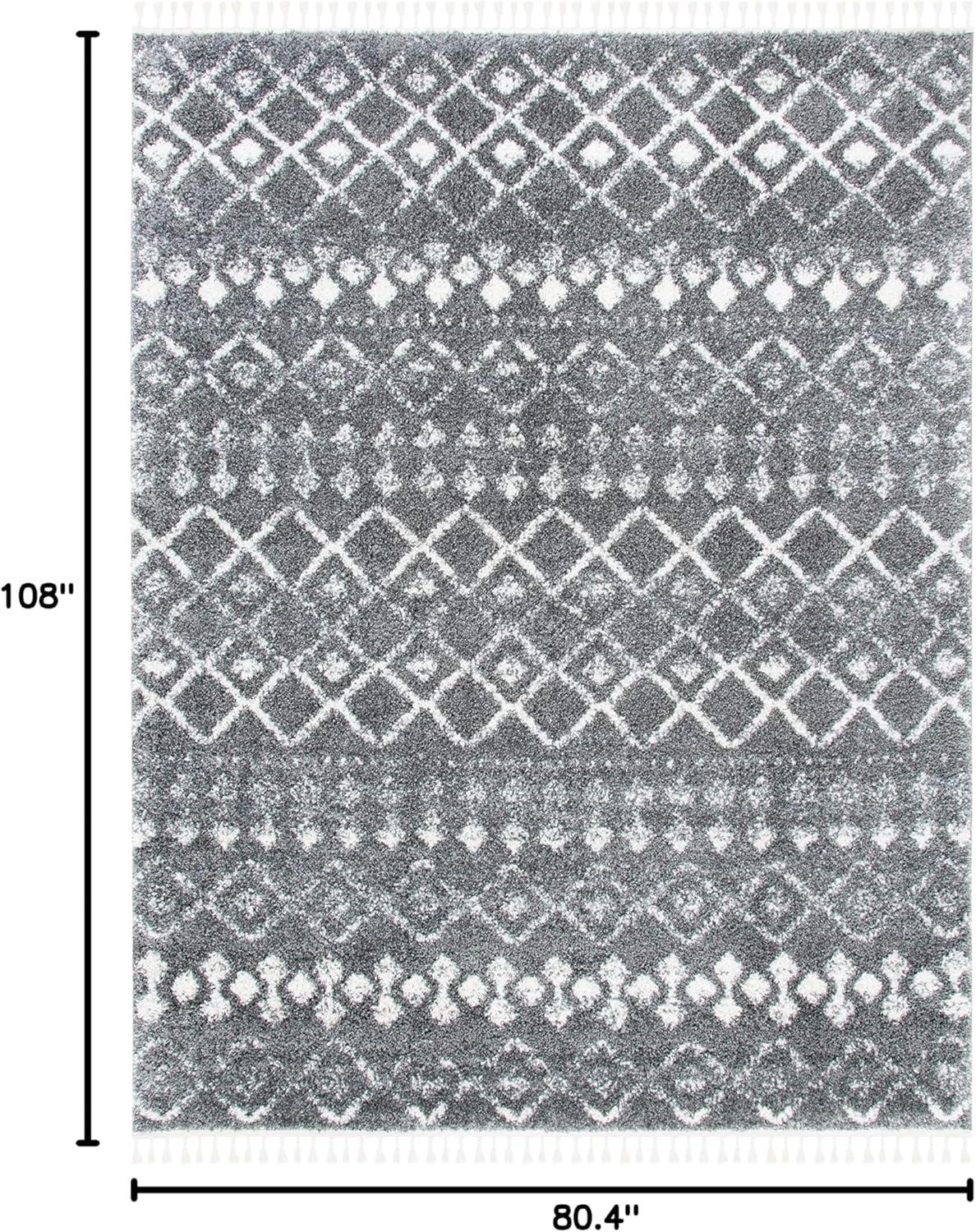 image:imageSAFAVIEH Area Rug 8x10 Berber Fringe Shag Collection Large Cream amp Dark Grey Moroccan Design NonShedding amp Easy Cleaning Thick Pile Ideal for Living Room Bedroom Dining Space BFG516AGreyIvory