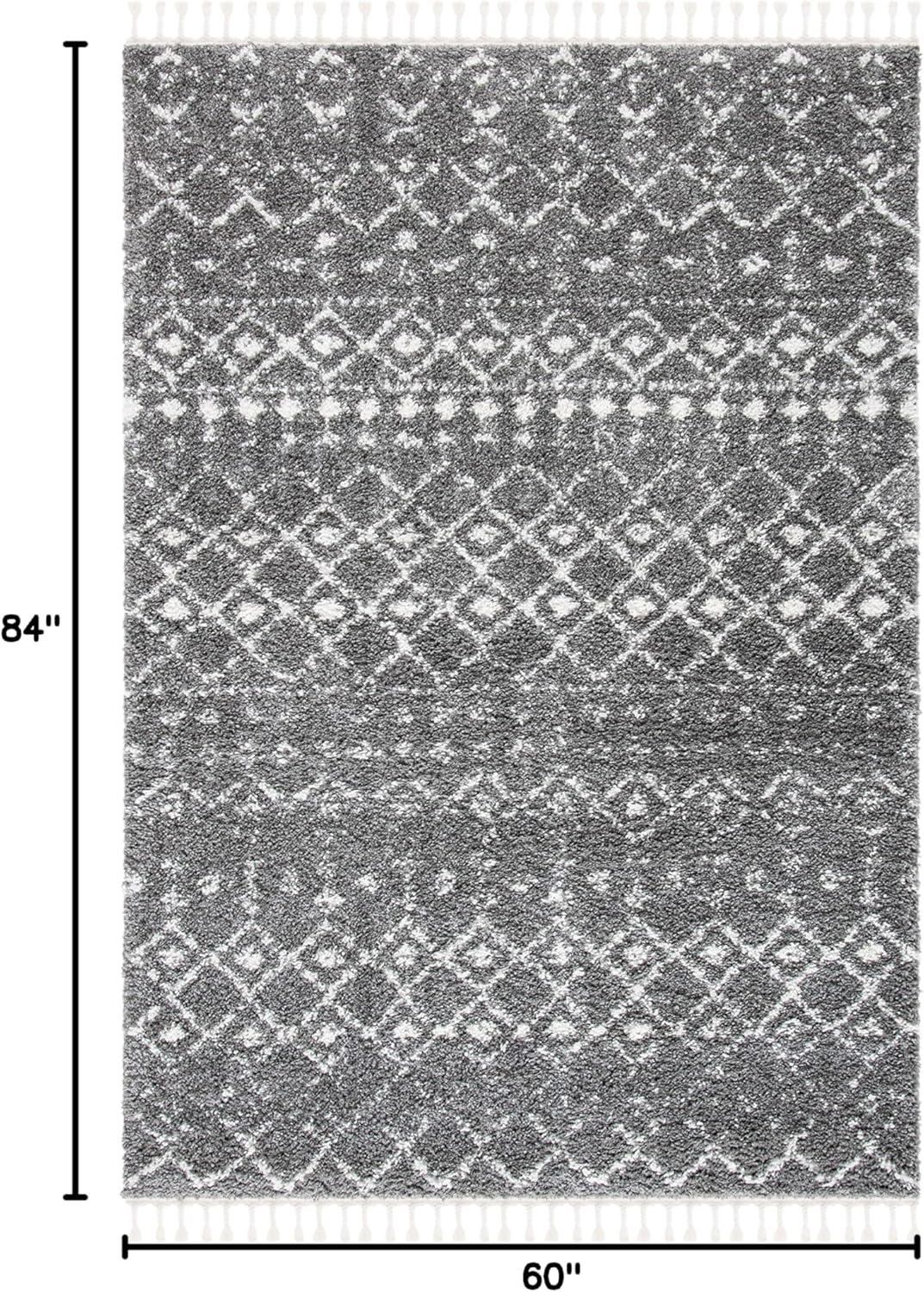 image:imageSAFAVIEH Area Rug 8x10 Berber Fringe Shag Collection Large Cream amp Dark Grey Moroccan Design NonShedding amp Easy Cleaning Thick Pile Ideal for Living Room Bedroom Dining Space BFG516AGreyIvory