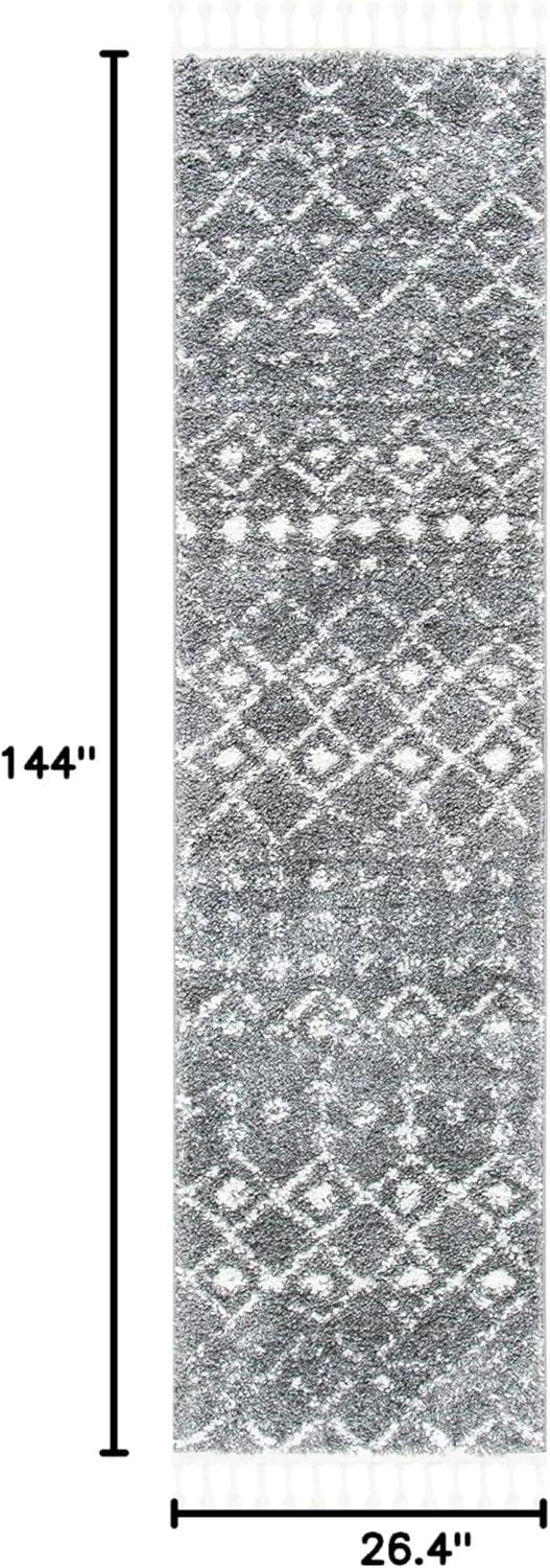 image:imageSAFAVIEH Area Rug 8x10 Berber Fringe Shag Collection Large Cream amp Dark Grey Moroccan Design NonShedding amp Easy Cleaning Thick Pile Ideal for Living Room Bedroom Dining Space BFG516AGreyIvory