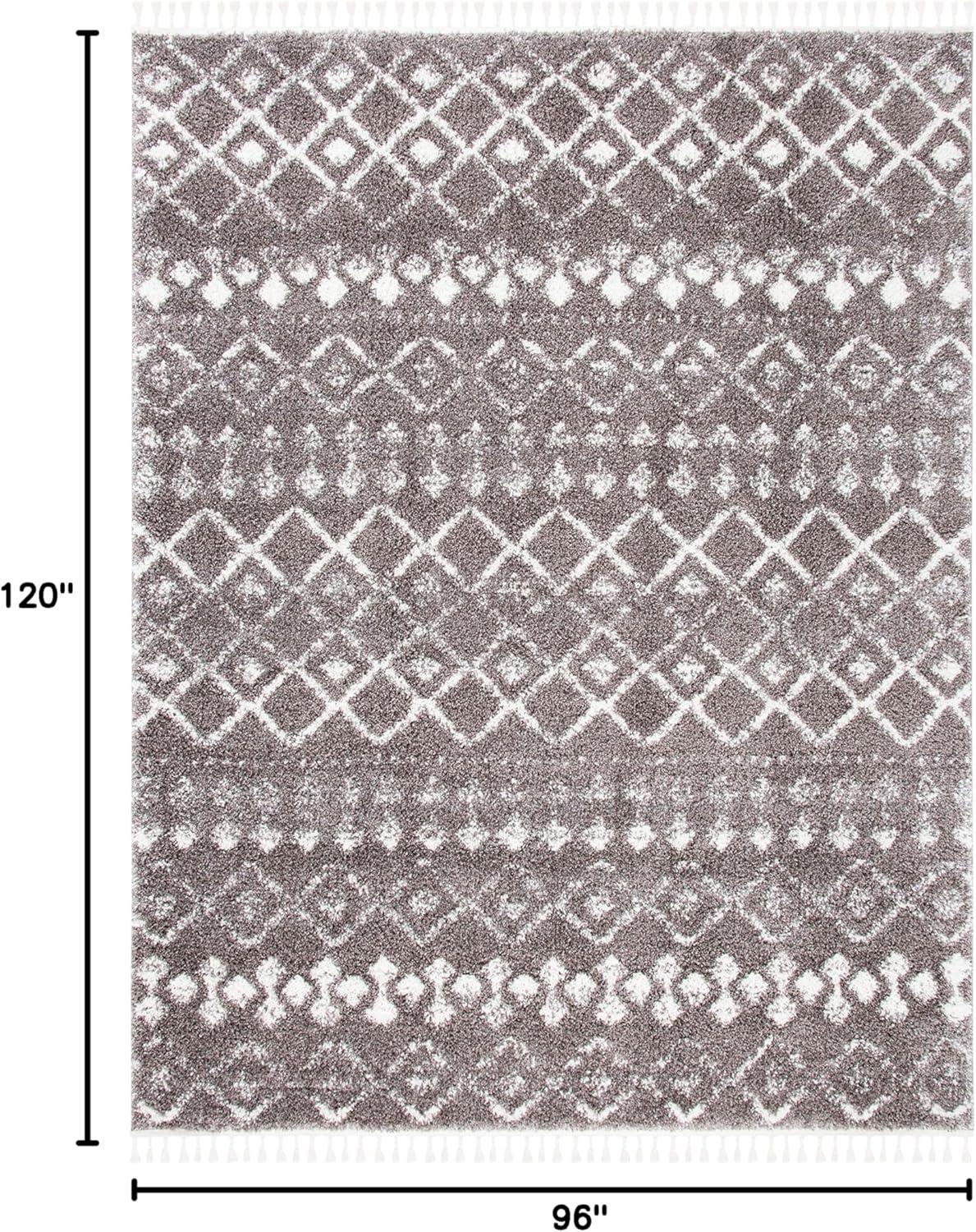 image:imageSAFAVIEH Area Rug 8x10 Berber Fringe Shag Collection Large Cream amp Dark Grey Moroccan Design NonShedding amp Easy Cleaning Thick Pile Ideal for Living Room Bedroom Dining Space BFG516ABrownIvory