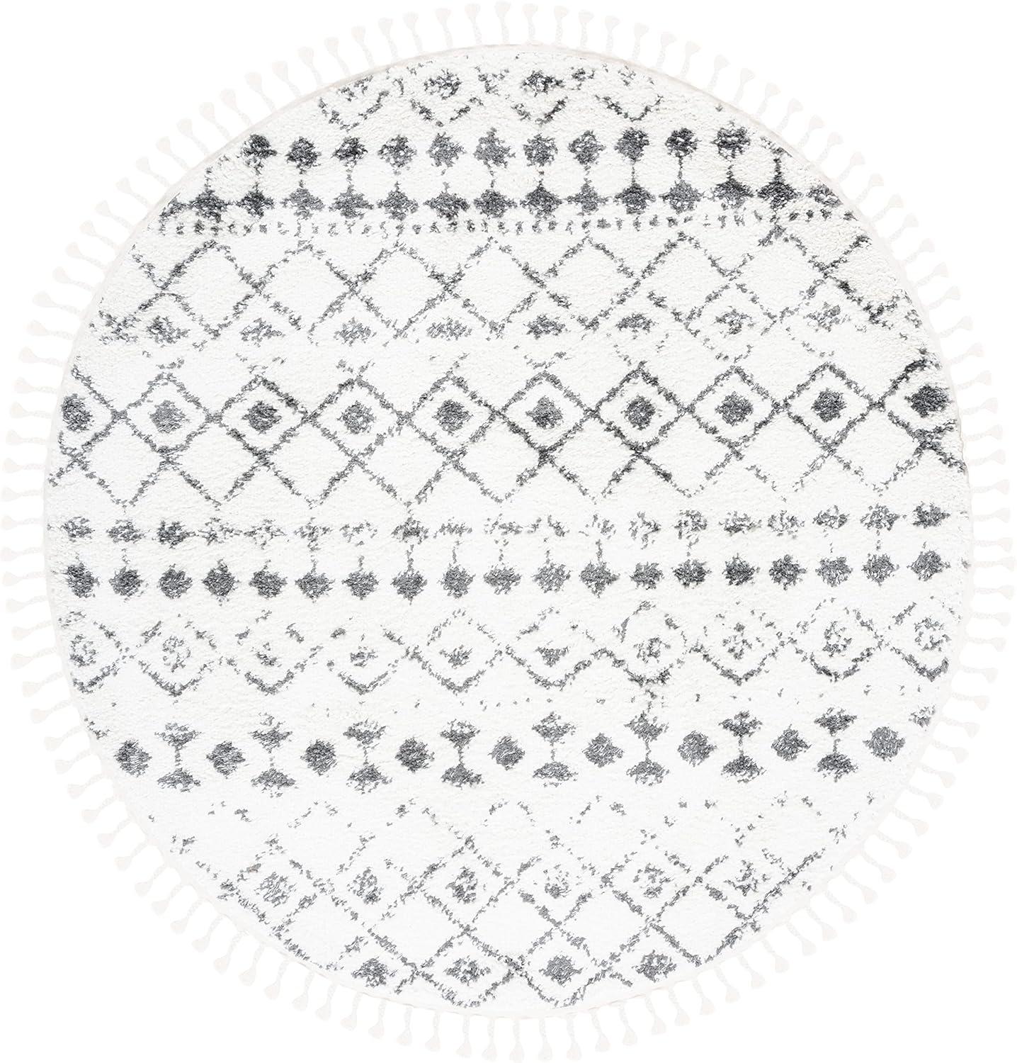image:imageSAFAVIEH Area Rug 8x10 Berber Fringe Shag Collection Large Cream amp Dark Grey Moroccan Design NonShedding amp Easy Cleaning Thick Pile Ideal for Living Room Bedroom Dining Space BFG516ACreamDark Grey