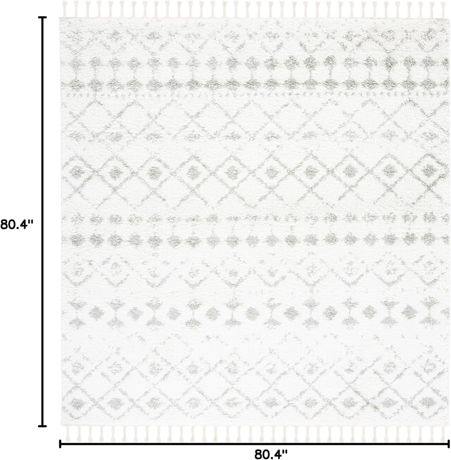 image:imageSAFAVIEH Area Rug 8x10 Berber Fringe Shag Collection Large Cream amp Dark Grey Moroccan Design NonShedding amp Easy Cleaning Thick Pile Ideal for Living Room Bedroom Dining Space BFG516AIvorySage
