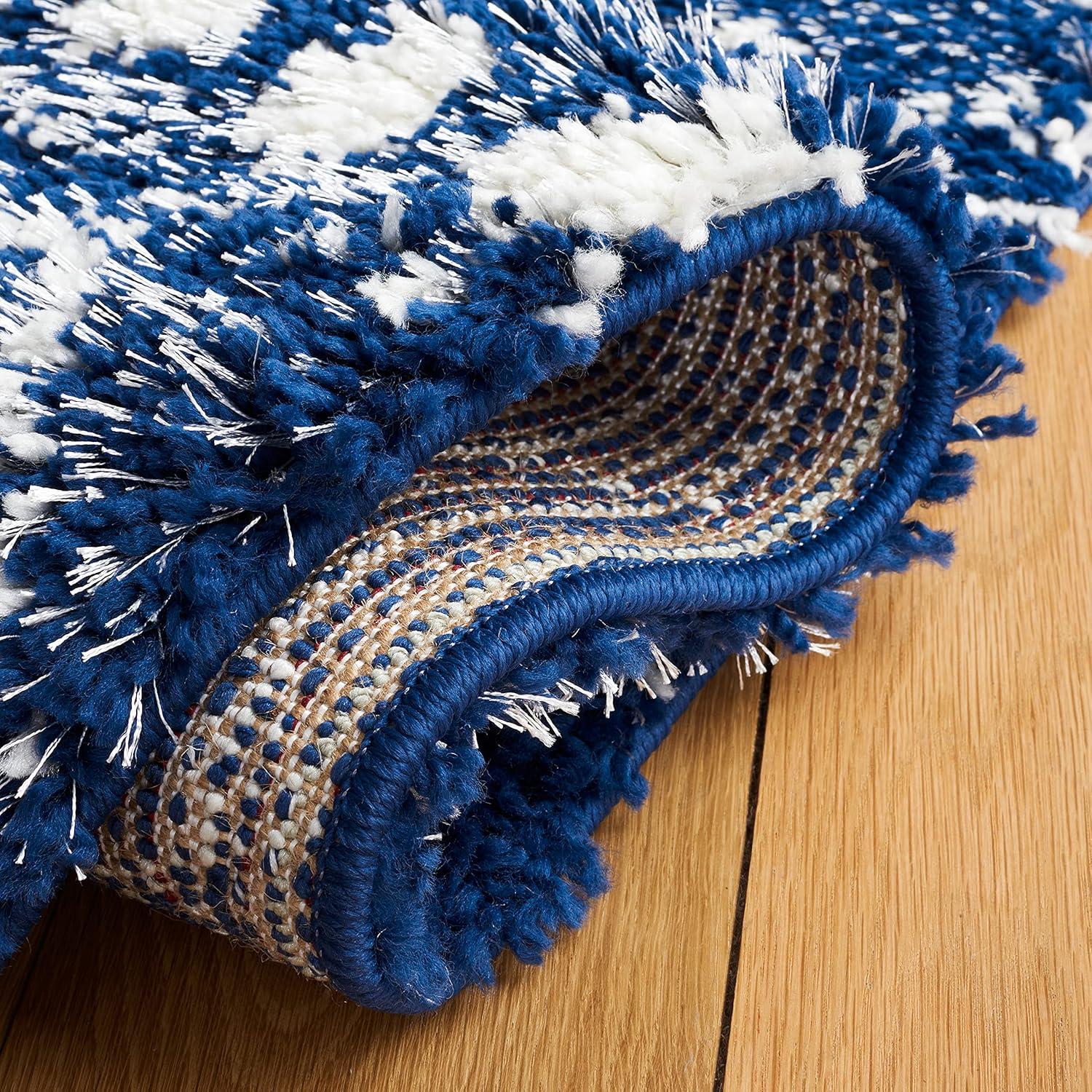 image:imageSAFAVIEH Area Rug 8x10 Berber Fringe Shag Collection Large Cream amp Dark Grey Moroccan Design NonShedding amp Easy Cleaning Thick Pile Ideal for Living Room Bedroom Dining Space BFG516ANavyIvory