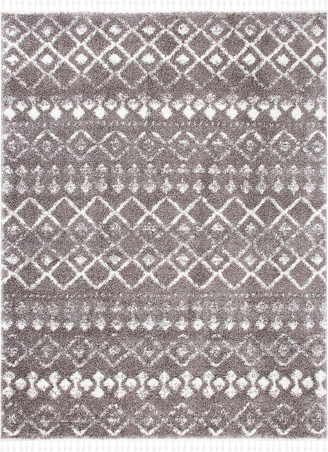 image:imageSAFAVIEH Area Rug 8x10 Berber Fringe Shag Collection Large Cream amp Dark Grey Moroccan Design NonShedding amp Easy Cleaning Thick Pile Ideal for Living Room Bedroom Dining Space BFG516ABrownIvory
