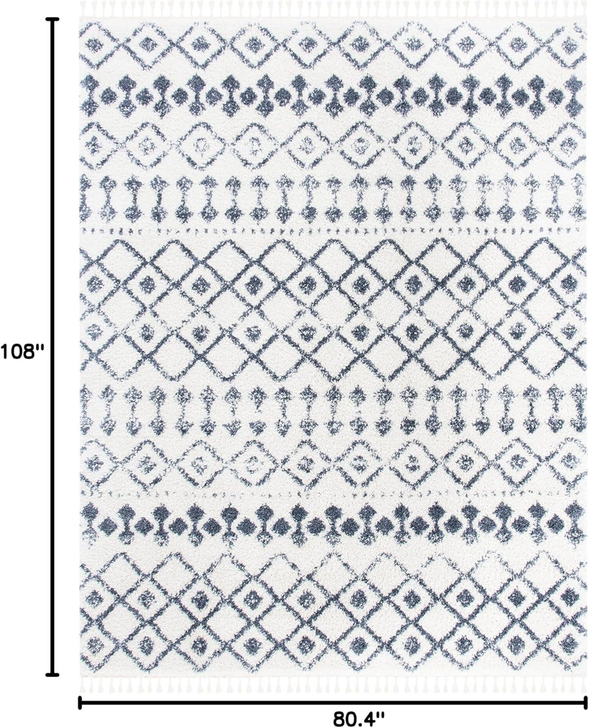image:imageSAFAVIEH Area Rug 8x10 Berber Fringe Shag Collection Large Cream amp Dark Grey Moroccan Design NonShedding amp Easy Cleaning Thick Pile Ideal for Living Room Bedroom Dining Space BFG516ACreamDark Grey