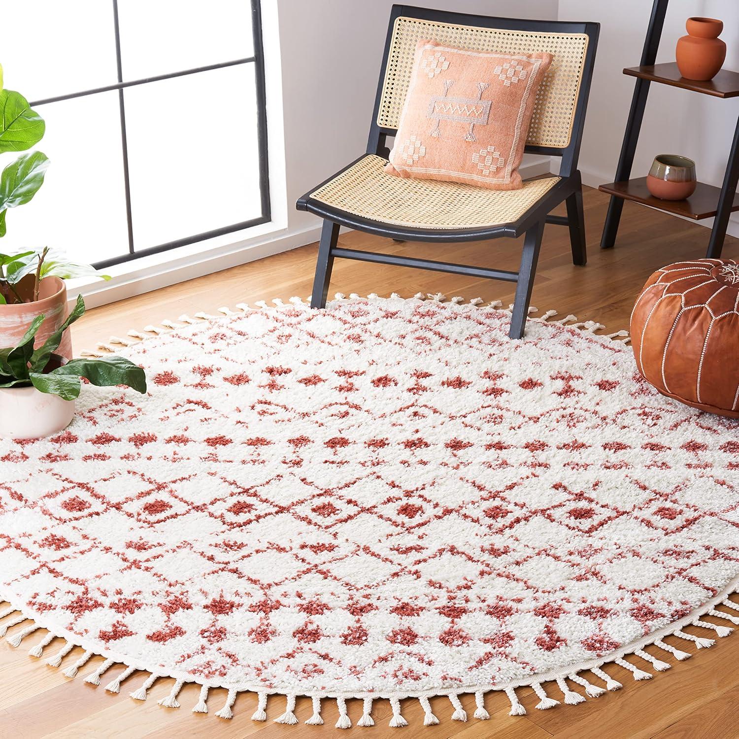 image:imageSAFAVIEH Area Rug 8x10 Berber Fringe Shag Collection Large Cream amp Dark Grey Moroccan Design NonShedding amp Easy Cleaning Thick Pile Ideal for Living Room Bedroom Dining Space BFG516AIvoryRust