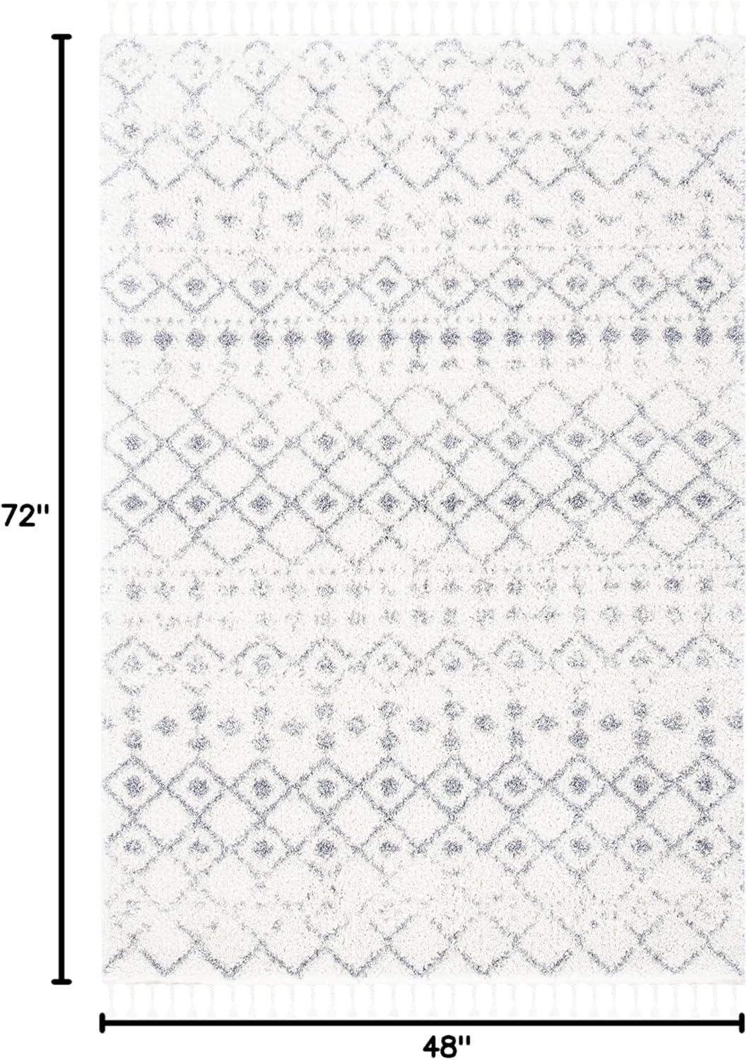 image:imageSAFAVIEH Area Rug 8x10 Berber Fringe Shag Collection Large Cream amp Dark Grey Moroccan Design NonShedding amp Easy Cleaning Thick Pile Ideal for Living Room Bedroom Dining Space BFG516AIvoryGrey