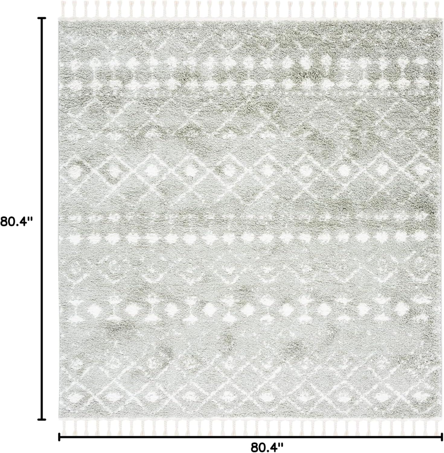 image:imageSAFAVIEH Area Rug 8x10 Berber Fringe Shag Collection Large Cream amp Dark Grey Moroccan Design NonShedding amp Easy Cleaning Thick Pile Ideal for Living Room Bedroom Dining Space BFG516ASageIvory