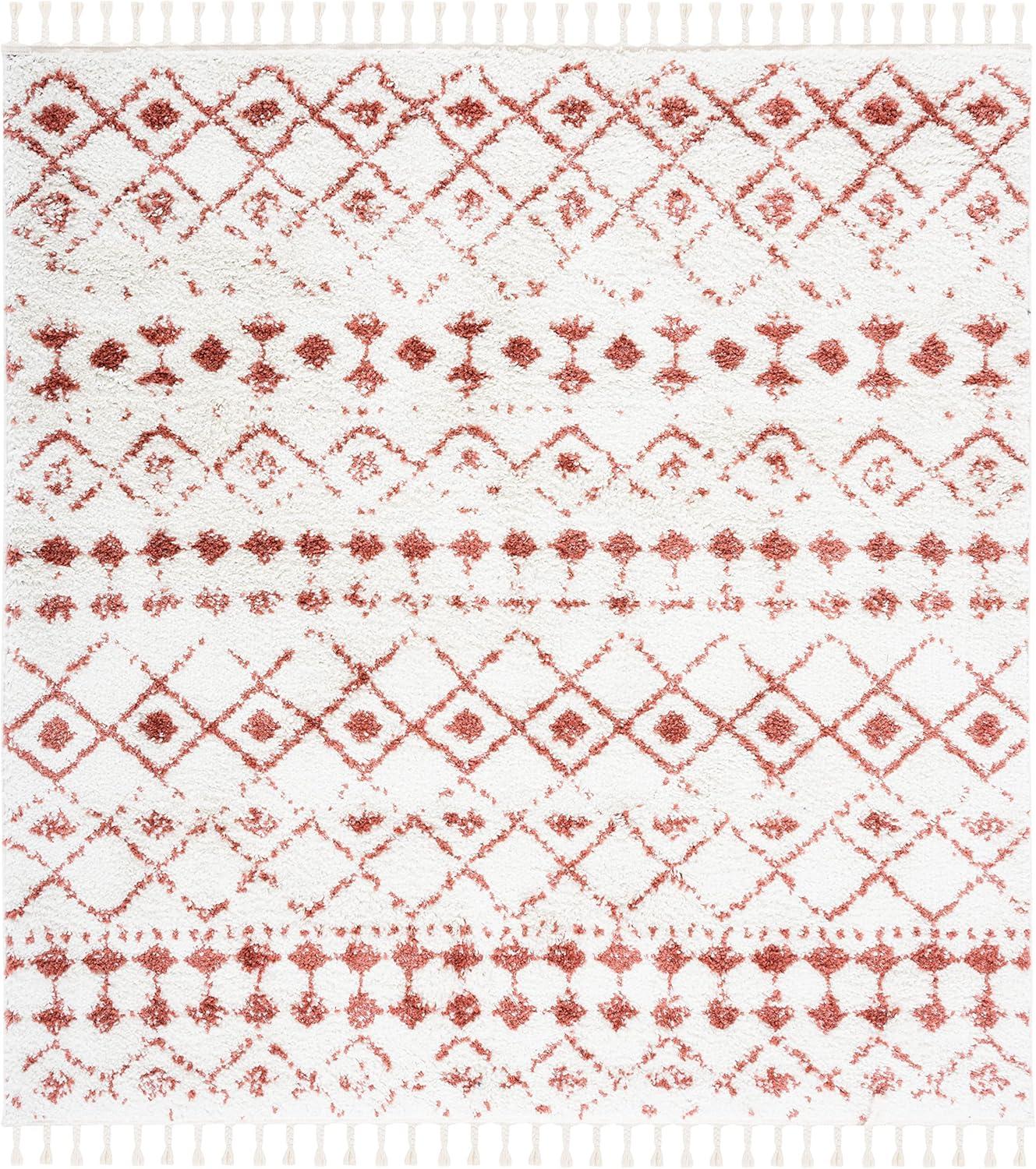 image:imageSAFAVIEH Area Rug 8x10 Berber Fringe Shag Collection Large Cream amp Dark Grey Moroccan Design NonShedding amp Easy Cleaning Thick Pile Ideal for Living Room Bedroom Dining Space BFG516AIvoryRust
