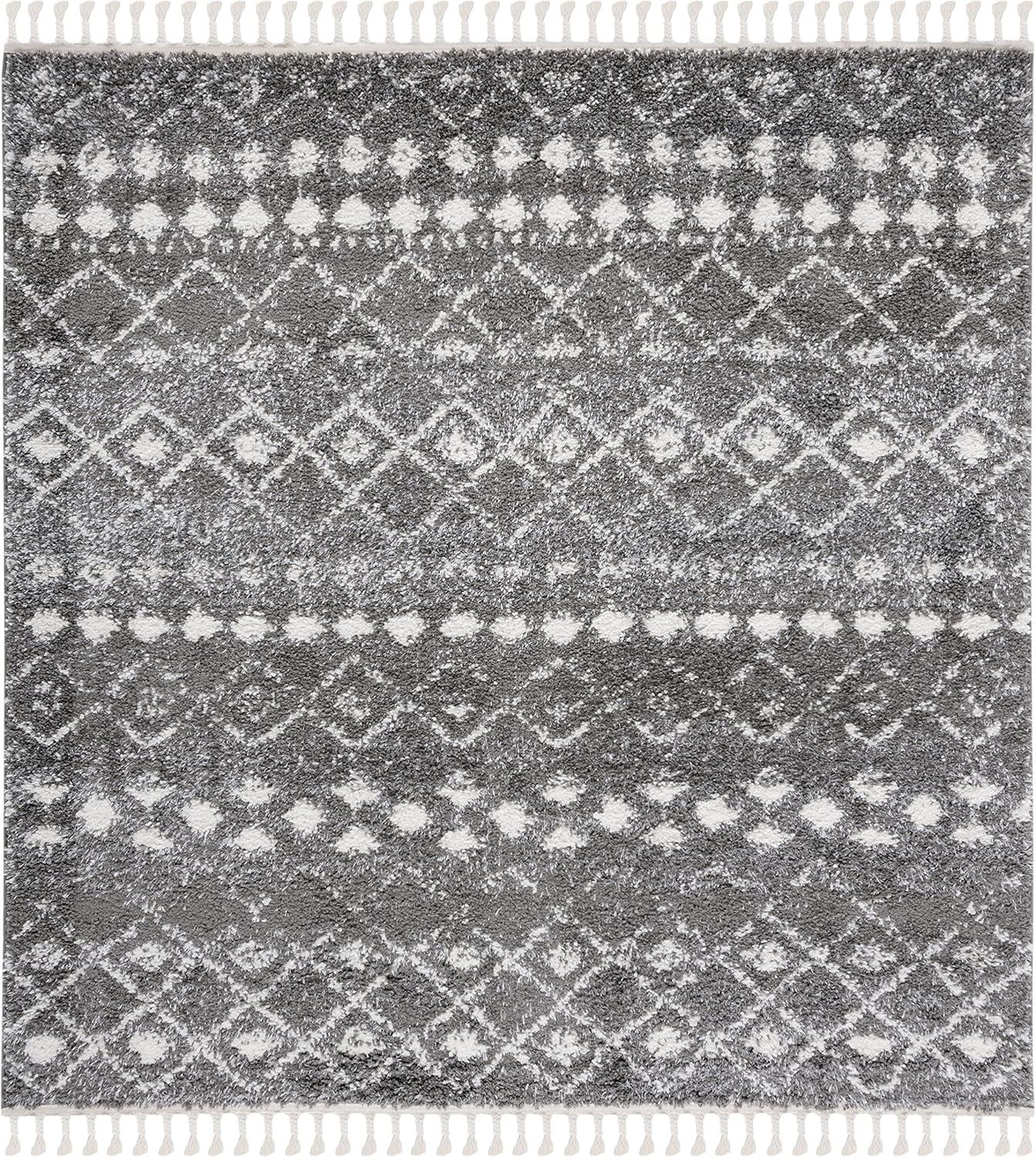 image:imageSAFAVIEH Area Rug 8x10 Berber Fringe Shag Collection Large Cream amp Dark Grey Moroccan Design NonShedding amp Easy Cleaning Thick Pile Ideal for Living Room Bedroom Dining Space BFG516AGreyIvory