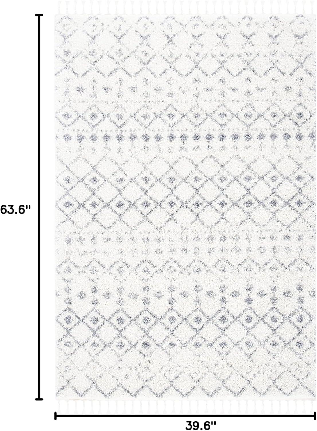 image:imageSAFAVIEH Area Rug 8x10 Berber Fringe Shag Collection Large Cream amp Dark Grey Moroccan Design NonShedding amp Easy Cleaning Thick Pile Ideal for Living Room Bedroom Dining Space BFG516AIvoryGrey