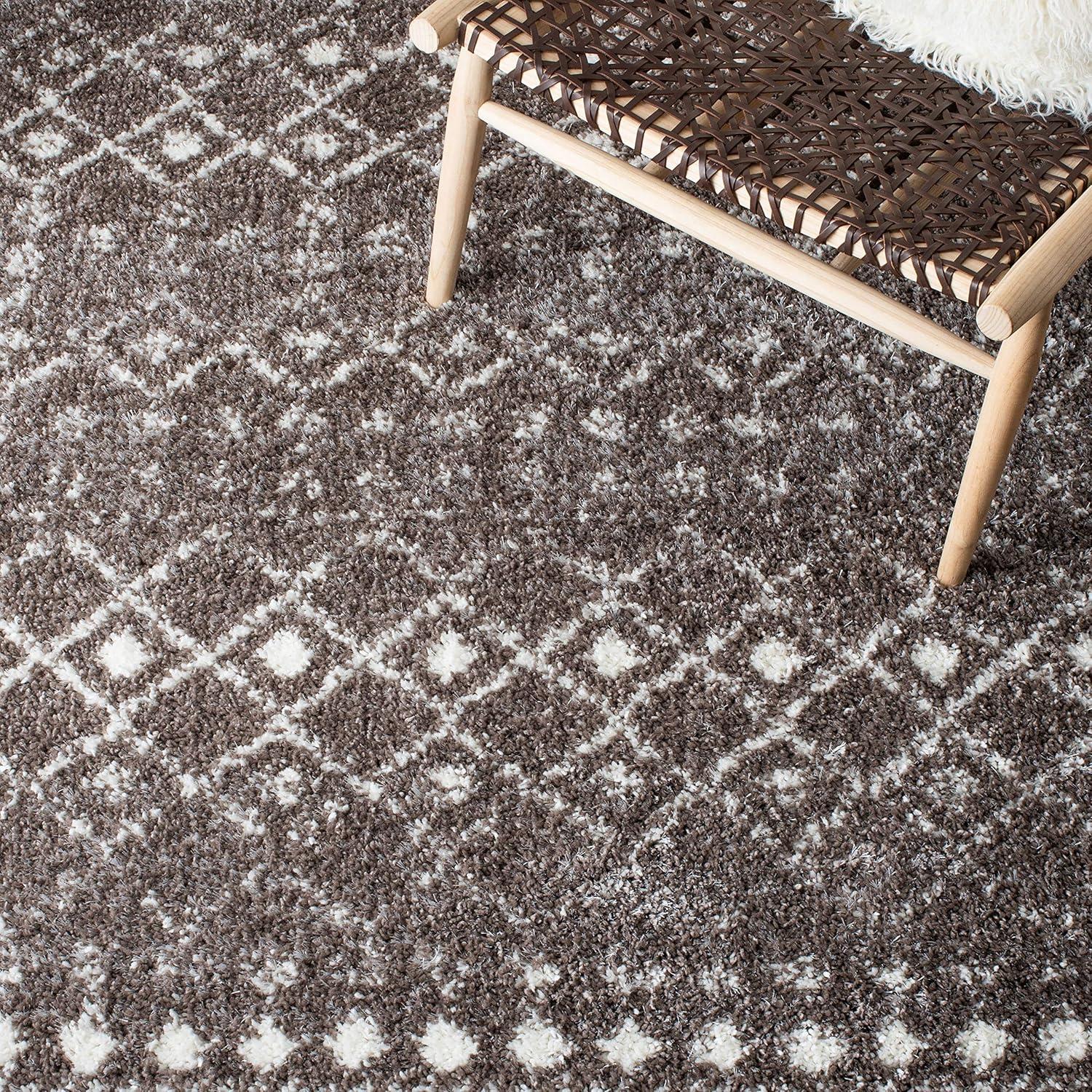 image:imageSAFAVIEH Area Rug 8x10 Berber Fringe Shag Collection Large Cream amp Dark Grey Moroccan Design NonShedding amp Easy Cleaning Thick Pile Ideal for Living Room Bedroom Dining Space BFG516ABrownIvory