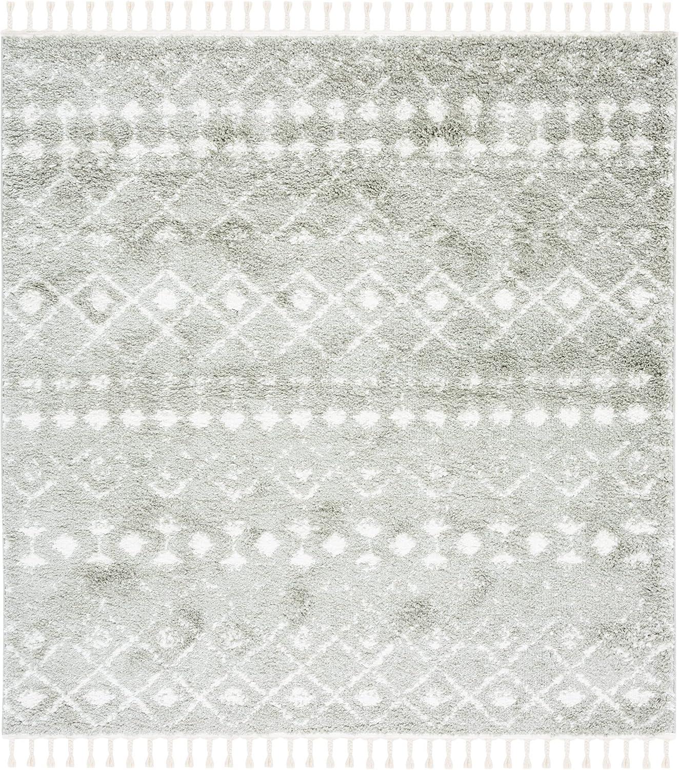 image:imageSAFAVIEH Area Rug 8x10 Berber Fringe Shag Collection Large Cream amp Dark Grey Moroccan Design NonShedding amp Easy Cleaning Thick Pile Ideal for Living Room Bedroom Dining Space BFG516ASageIvory