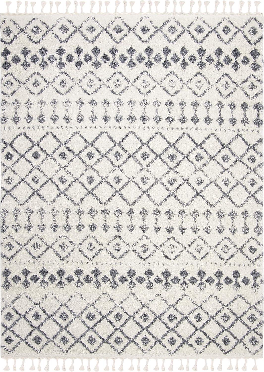 image:imageSAFAVIEH Area Rug 8x10 Berber Fringe Shag Collection Large Cream amp Dark Grey Moroccan Design NonShedding amp Easy Cleaning Thick Pile Ideal for Living Room Bedroom Dining Space BFG516ACreamDark Grey