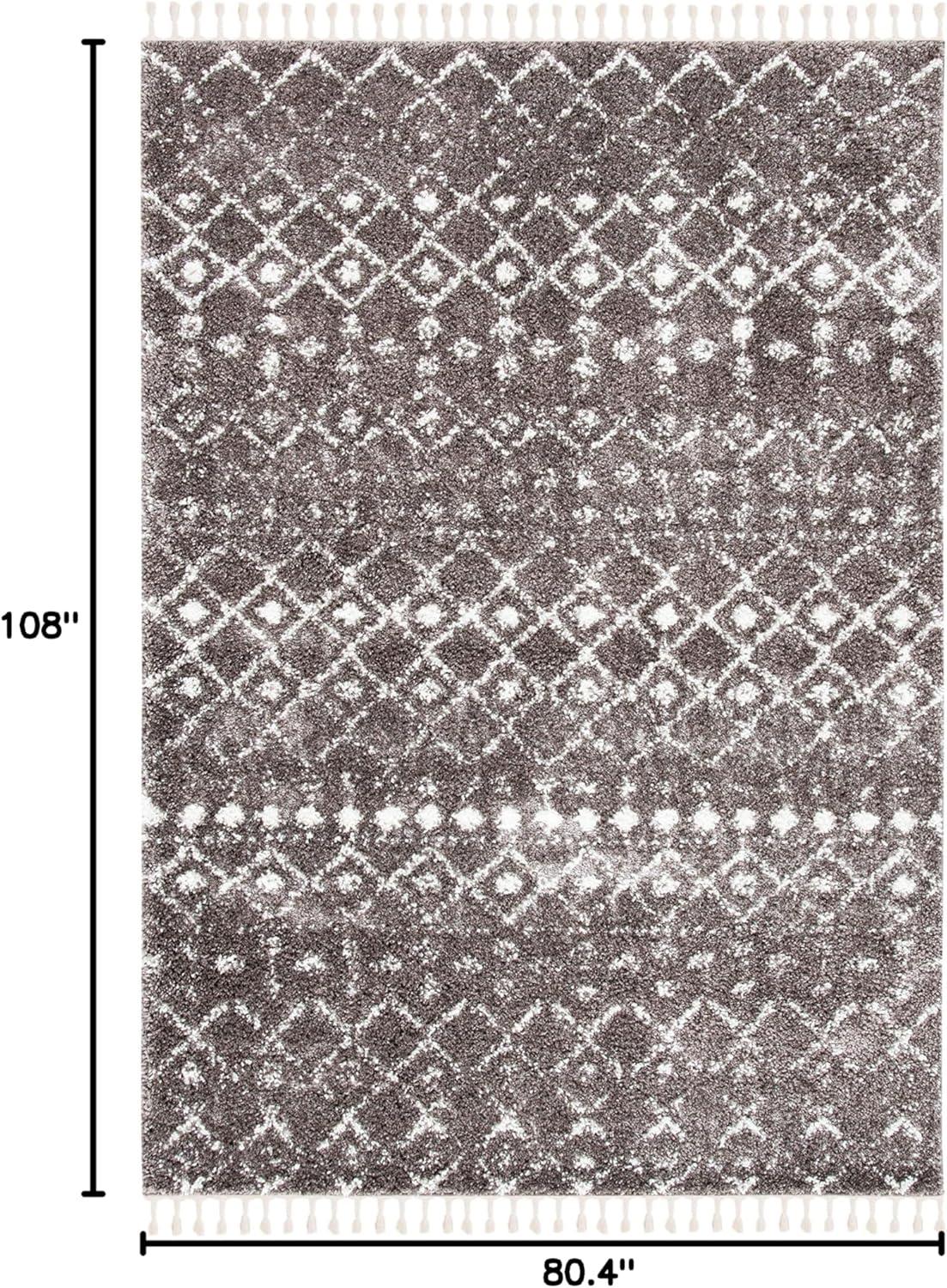 image:imageSAFAVIEH Area Rug 8x10 Berber Fringe Shag Collection Large Cream amp Dark Grey Moroccan Design NonShedding amp Easy Cleaning Thick Pile Ideal for Living Room Bedroom Dining Space BFG516ABrownIvory