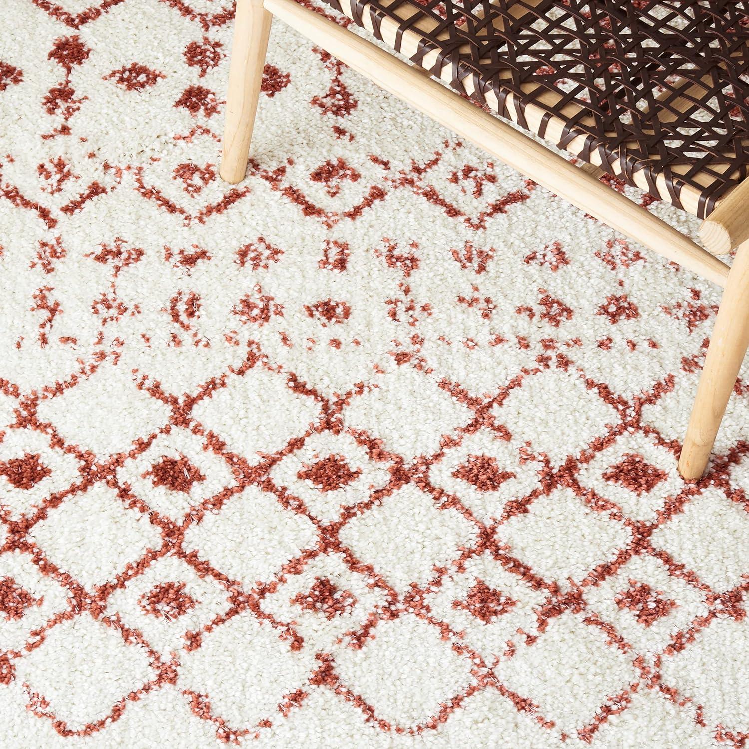 image:imageSAFAVIEH Area Rug 8x10 Berber Fringe Shag Collection Large Cream amp Dark Grey Moroccan Design NonShedding amp Easy Cleaning Thick Pile Ideal for Living Room Bedroom Dining Space BFG516AIvoryRust