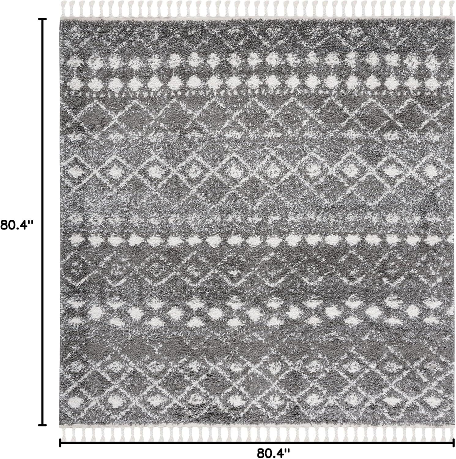 image:imageSAFAVIEH Area Rug 8x10 Berber Fringe Shag Collection Large Cream amp Dark Grey Moroccan Design NonShedding amp Easy Cleaning Thick Pile Ideal for Living Room Bedroom Dining Space BFG516AGreyIvory