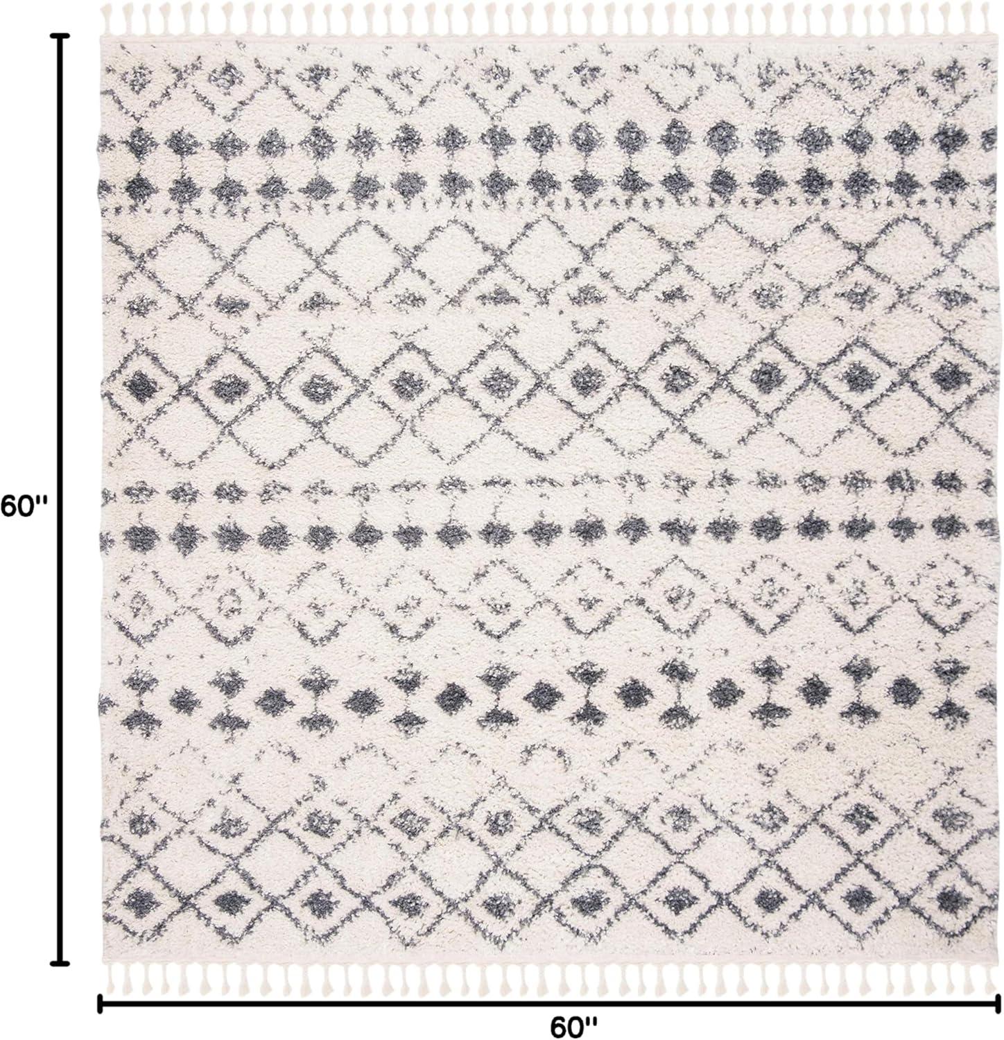 image:imageSAFAVIEH Area Rug 8x10 Berber Fringe Shag Collection Large Cream amp Dark Grey Moroccan Design NonShedding amp Easy Cleaning Thick Pile Ideal for Living Room Bedroom Dining Space BFG516ACreamDark Grey