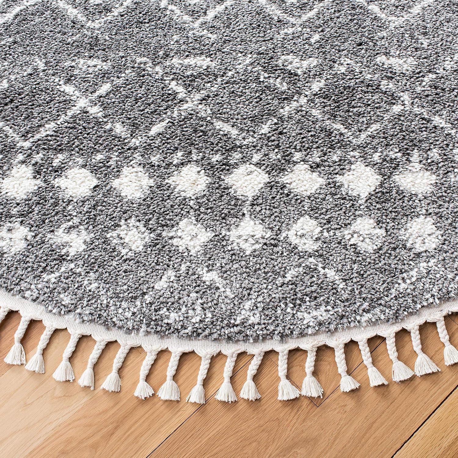 image:imageSAFAVIEH Area Rug 8x10 Berber Fringe Shag Collection Large Cream amp Dark Grey Moroccan Design NonShedding amp Easy Cleaning Thick Pile Ideal for Living Room Bedroom Dining Space BFG516AGreyIvory