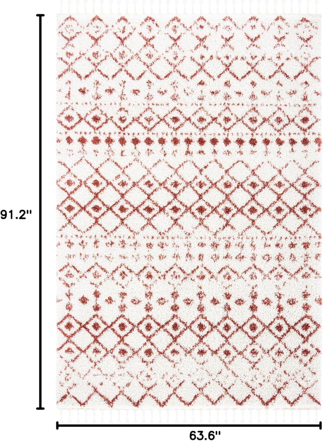 image:imageSAFAVIEH Area Rug 8x10 Berber Fringe Shag Collection Large Cream amp Dark Grey Moroccan Design NonShedding amp Easy Cleaning Thick Pile Ideal for Living Room Bedroom Dining Space BFG516AIvoryRust