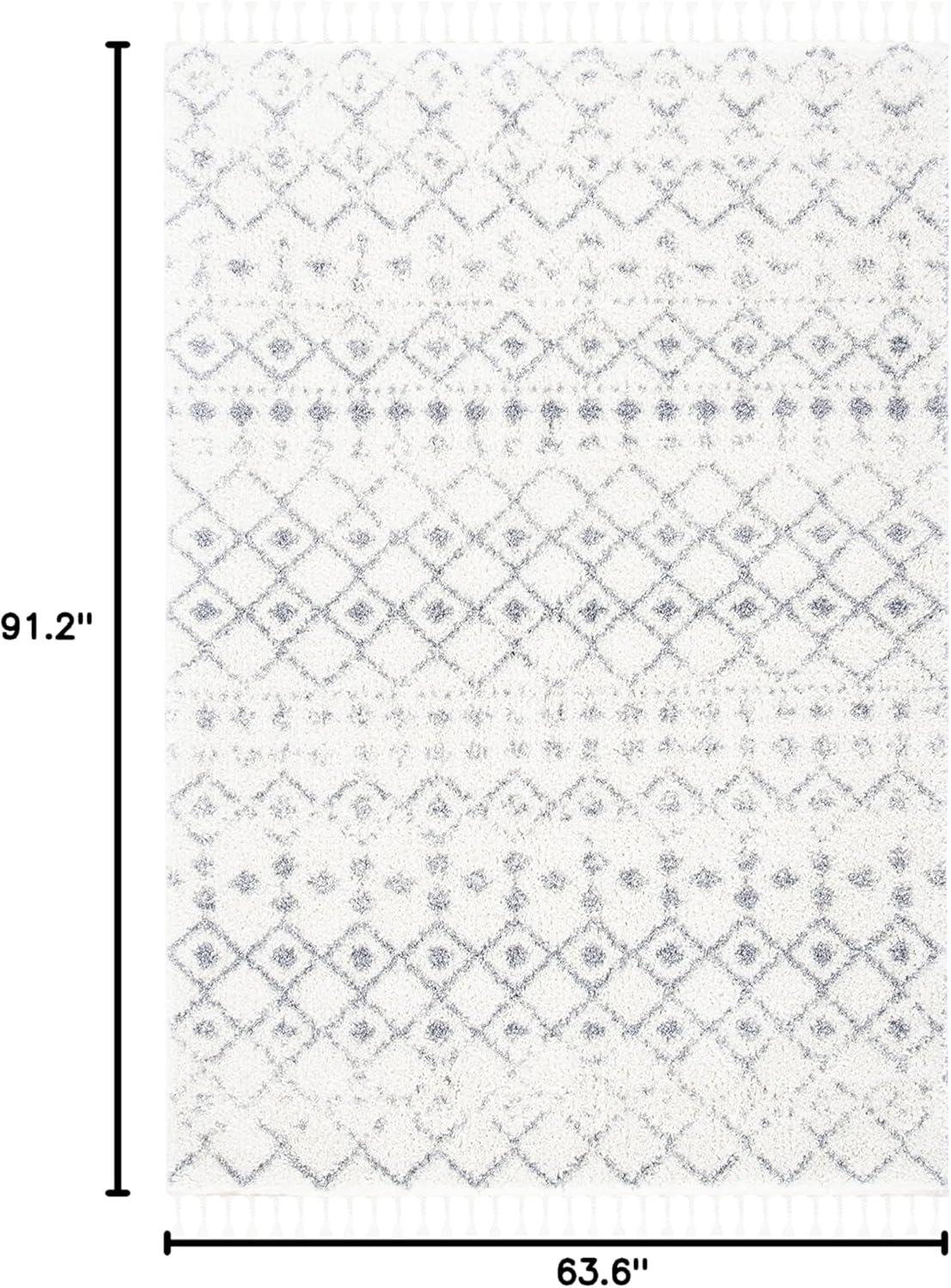 image:imageSAFAVIEH Area Rug 8x10 Berber Fringe Shag Collection Large Cream amp Dark Grey Moroccan Design NonShedding amp Easy Cleaning Thick Pile Ideal for Living Room Bedroom Dining Space BFG516AIvoryGrey