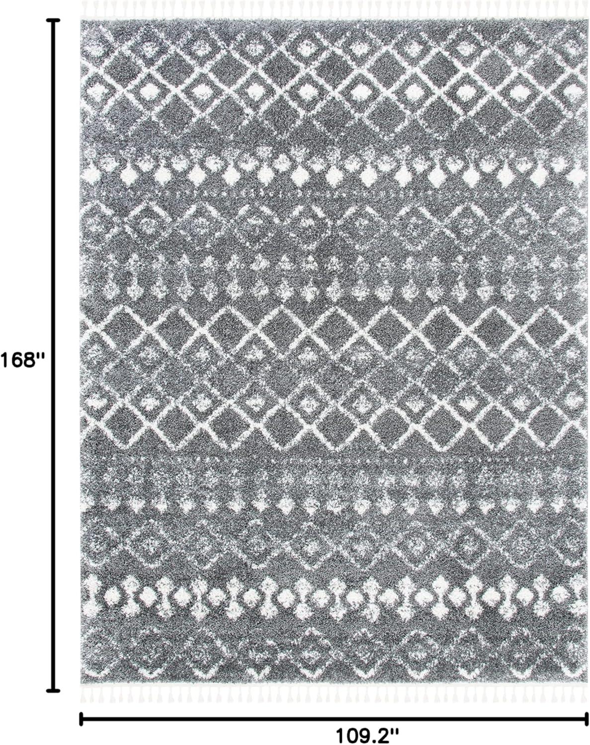 image:imageSAFAVIEH Area Rug 8x10 Berber Fringe Shag Collection Large Cream amp Dark Grey Moroccan Design NonShedding amp Easy Cleaning Thick Pile Ideal for Living Room Bedroom Dining Space BFG516AGreyIvory