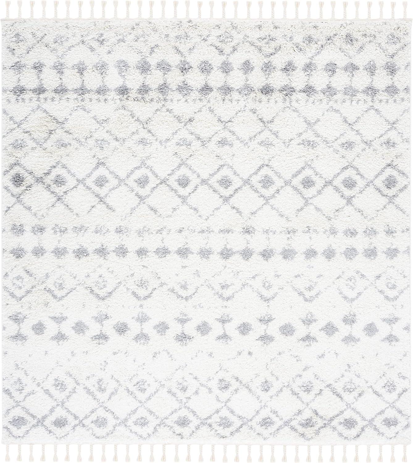 image:imageSAFAVIEH Area Rug 8x10 Berber Fringe Shag Collection Large Cream amp Dark Grey Moroccan Design NonShedding amp Easy Cleaning Thick Pile Ideal for Living Room Bedroom Dining Space BFG516AIvoryGrey