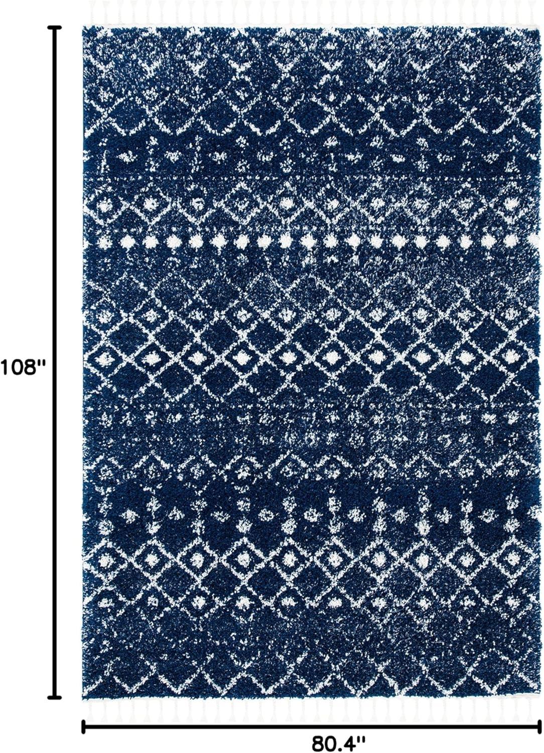 image:imageSAFAVIEH Area Rug 8x10 Berber Fringe Shag Collection Large Cream amp Dark Grey Moroccan Design NonShedding amp Easy Cleaning Thick Pile Ideal for Living Room Bedroom Dining Space BFG516ANavyIvory