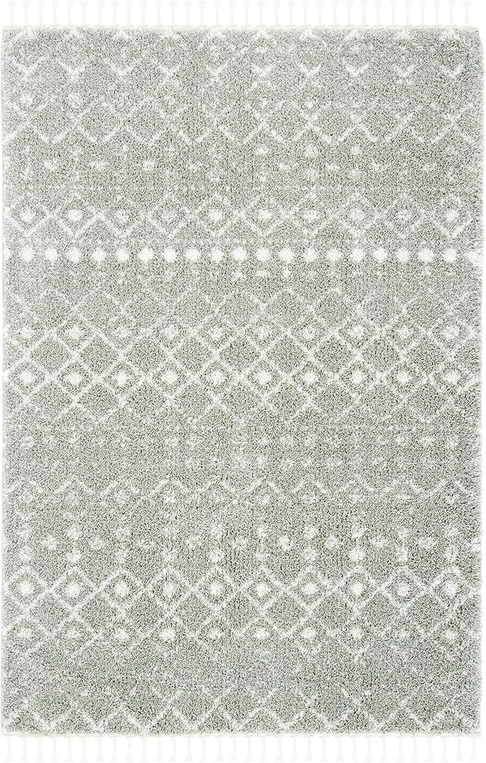 image:imageSAFAVIEH Area Rug 8x10 Berber Fringe Shag Collection Large Cream amp Dark Grey Moroccan Design NonShedding amp Easy Cleaning Thick Pile Ideal for Living Room Bedroom Dining Space BFG516ASageIvory
