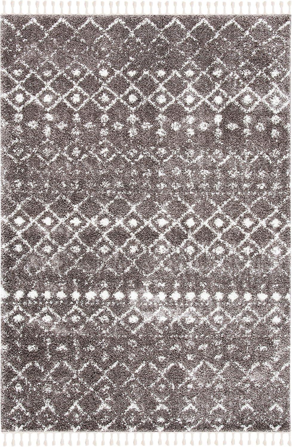 image:imageSAFAVIEH Area Rug 8x10 Berber Fringe Shag Collection Large Cream amp Dark Grey Moroccan Design NonShedding amp Easy Cleaning Thick Pile Ideal for Living Room Bedroom Dining Space BFG516ABrownIvory