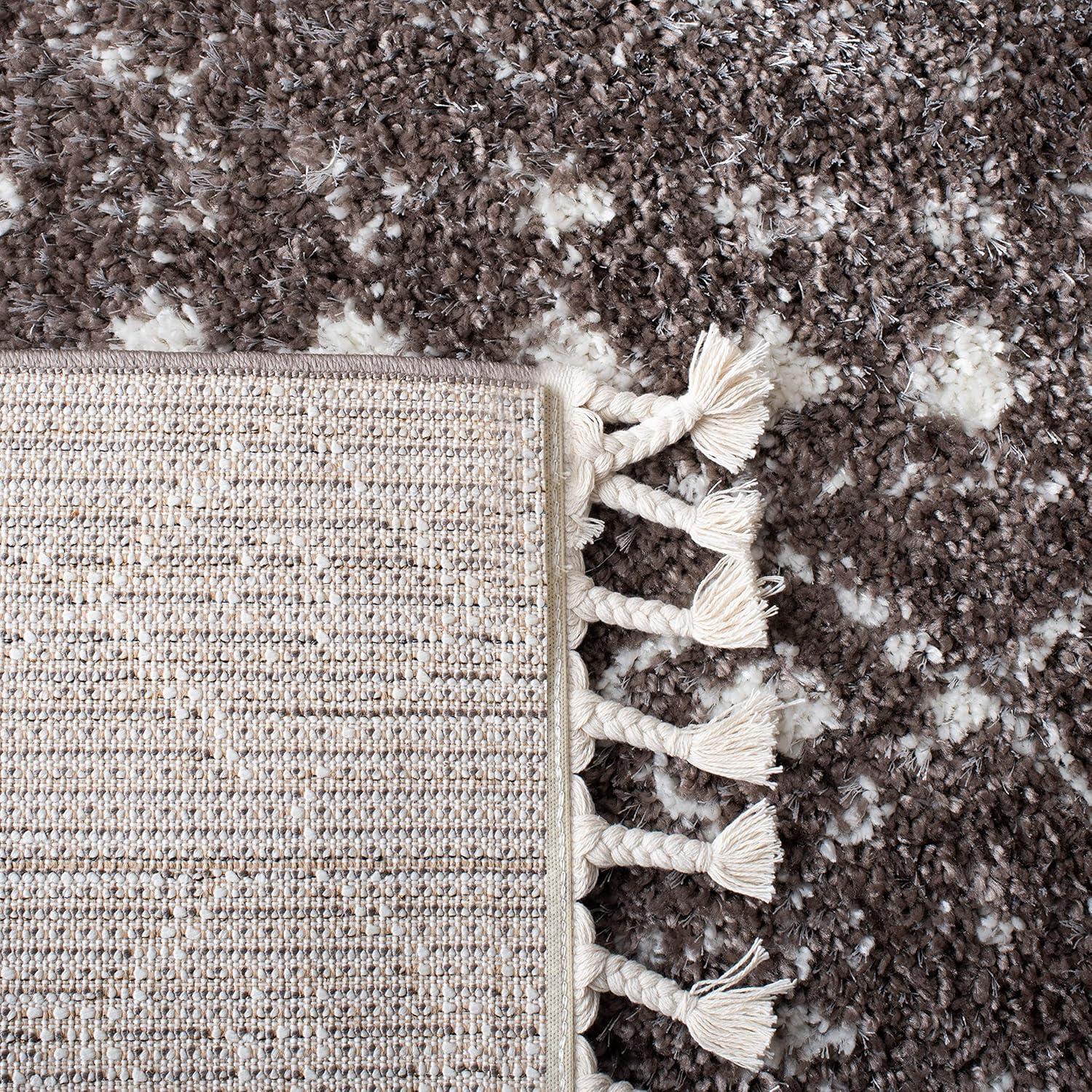 image:imageSAFAVIEH Area Rug 8x10 Berber Fringe Shag Collection Large Cream amp Dark Grey Moroccan Design NonShedding amp Easy Cleaning Thick Pile Ideal for Living Room Bedroom Dining Space BFG516ABrownIvory