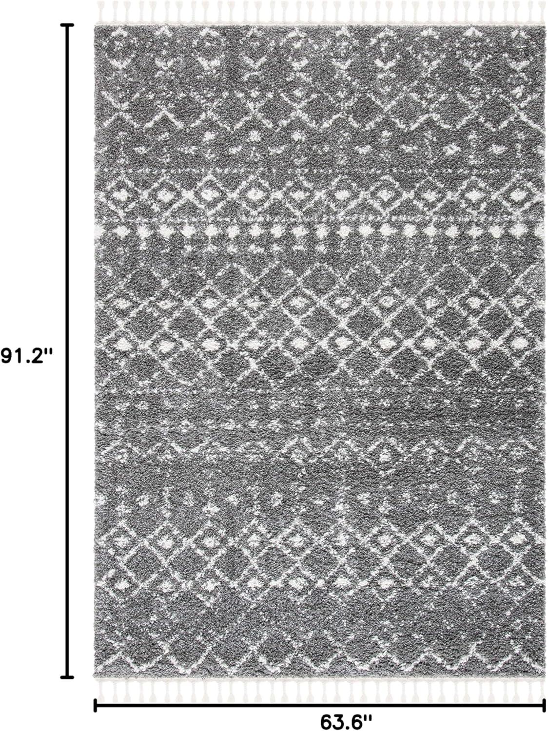 image:imageSAFAVIEH Area Rug 8x10 Berber Fringe Shag Collection Large Cream amp Dark Grey Moroccan Design NonShedding amp Easy Cleaning Thick Pile Ideal for Living Room Bedroom Dining Space BFG516AGreyIvory