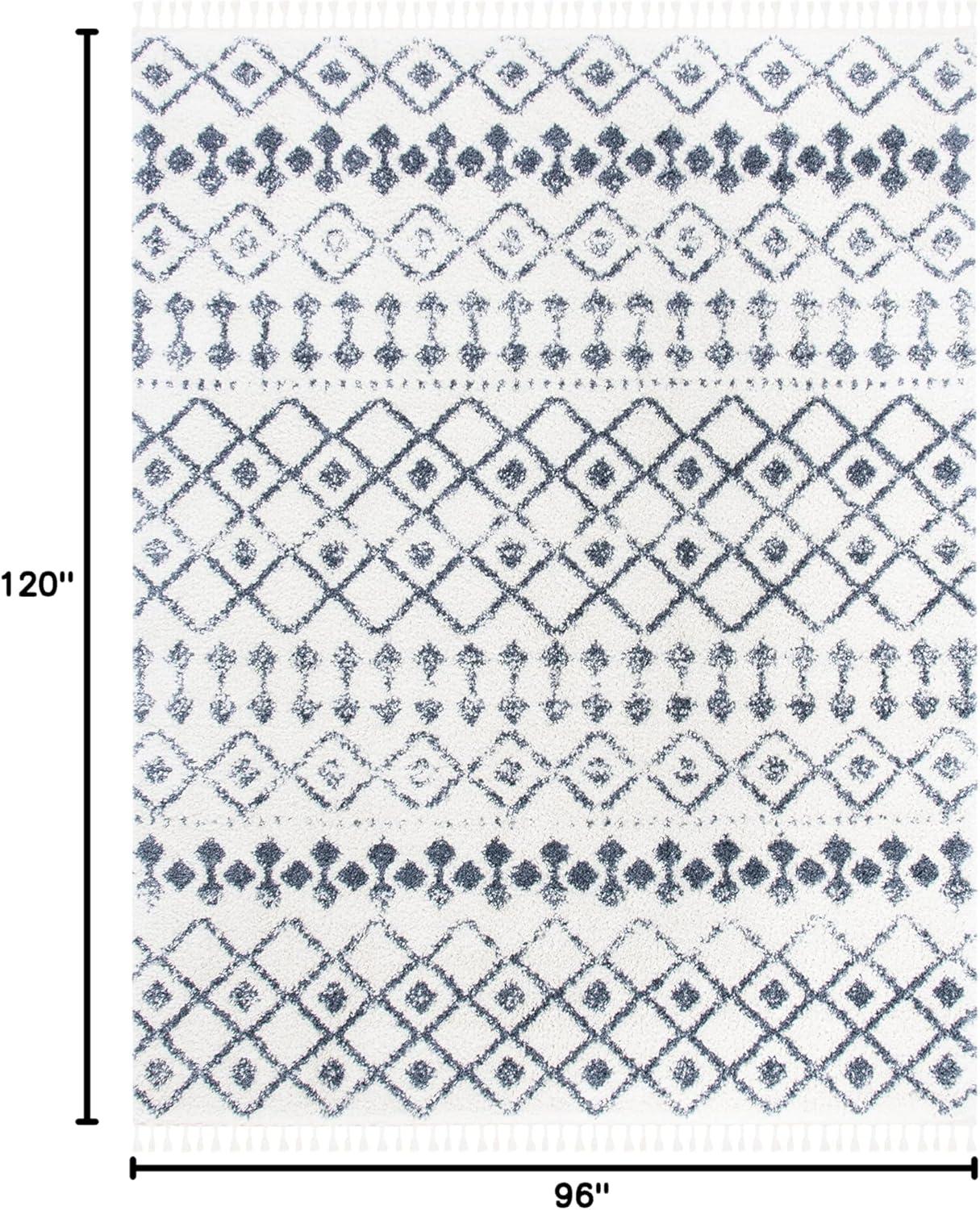 image:imageSAFAVIEH Area Rug 8x10 Berber Fringe Shag Collection Large Cream amp Dark Grey Moroccan Design NonShedding amp Easy Cleaning Thick Pile Ideal for Living Room Bedroom Dining Space BFG516ACreamDark Grey