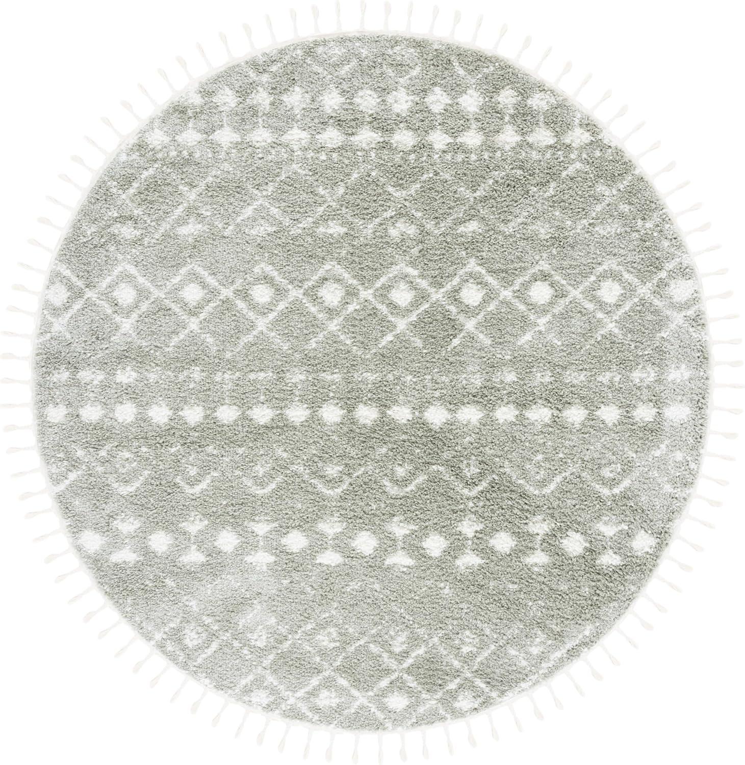 image:imageSAFAVIEH Area Rug 8x10 Berber Fringe Shag Collection Large Cream amp Dark Grey Moroccan Design NonShedding amp Easy Cleaning Thick Pile Ideal for Living Room Bedroom Dining Space BFG516ASageIvory