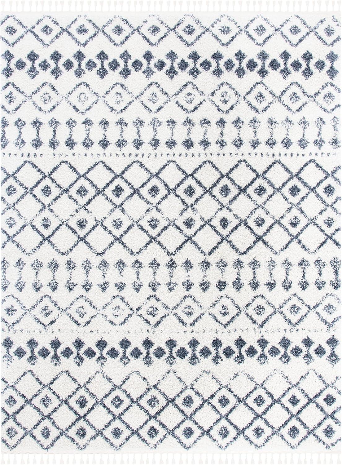 image:imageSAFAVIEH Area Rug 8x10 Berber Fringe Shag Collection Large Cream amp Dark Grey Moroccan Design NonShedding amp Easy Cleaning Thick Pile Ideal for Living Room Bedroom Dining Space BFG516ACreamDark Grey