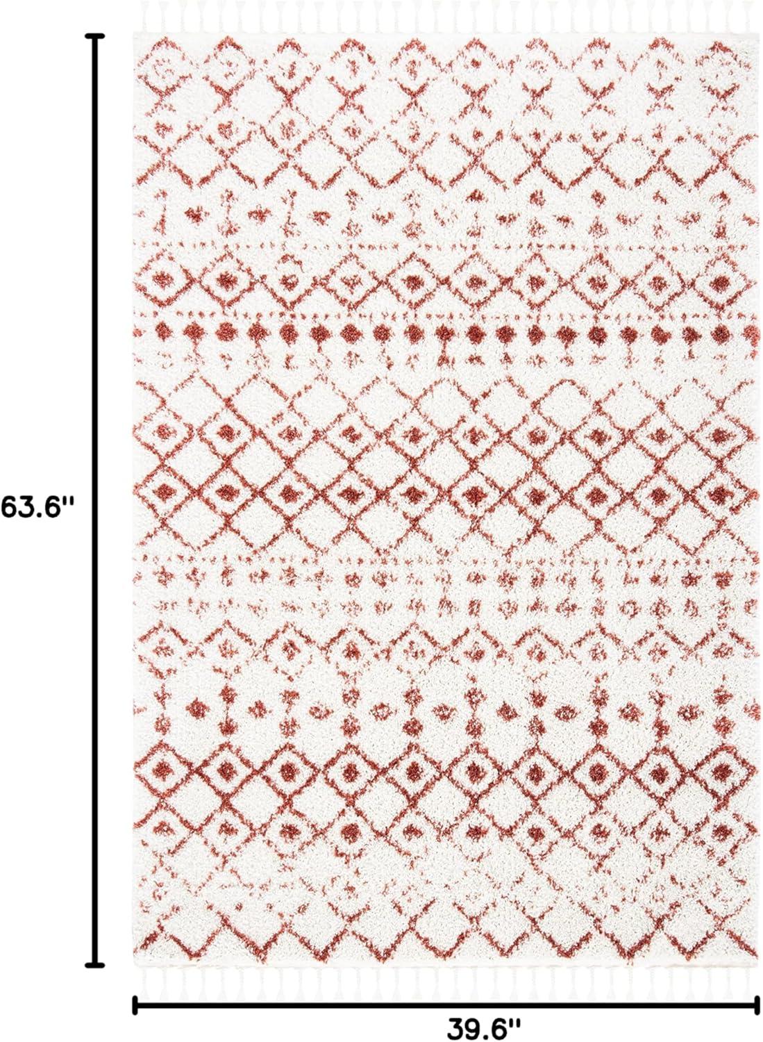image:imageSAFAVIEH Area Rug 8x10 Berber Fringe Shag Collection Large Cream amp Dark Grey Moroccan Design NonShedding amp Easy Cleaning Thick Pile Ideal for Living Room Bedroom Dining Space BFG516AIvoryRust