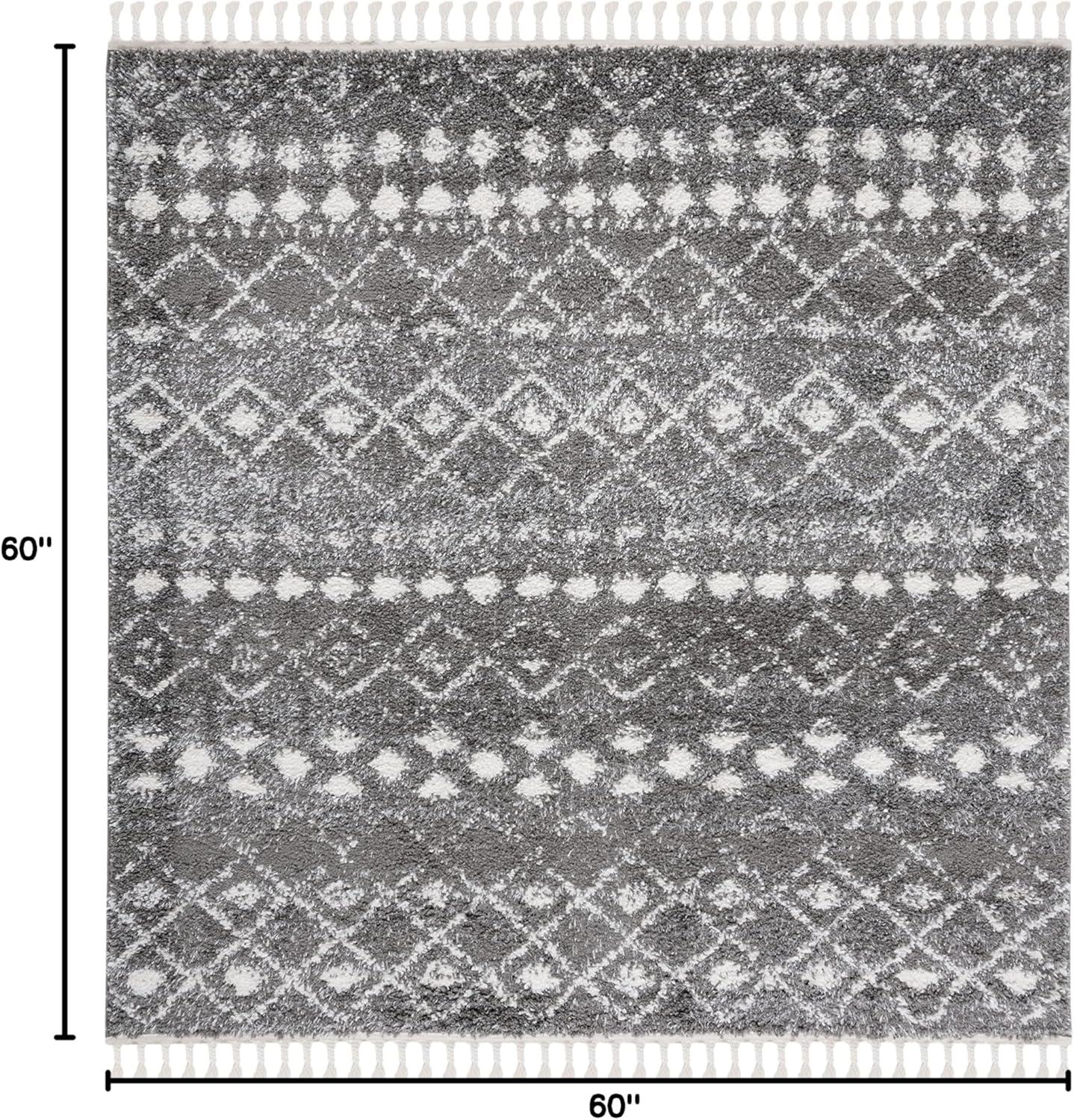 image:imageSAFAVIEH Area Rug 8x10 Berber Fringe Shag Collection Large Cream amp Dark Grey Moroccan Design NonShedding amp Easy Cleaning Thick Pile Ideal for Living Room Bedroom Dining Space BFG516AGreyIvory