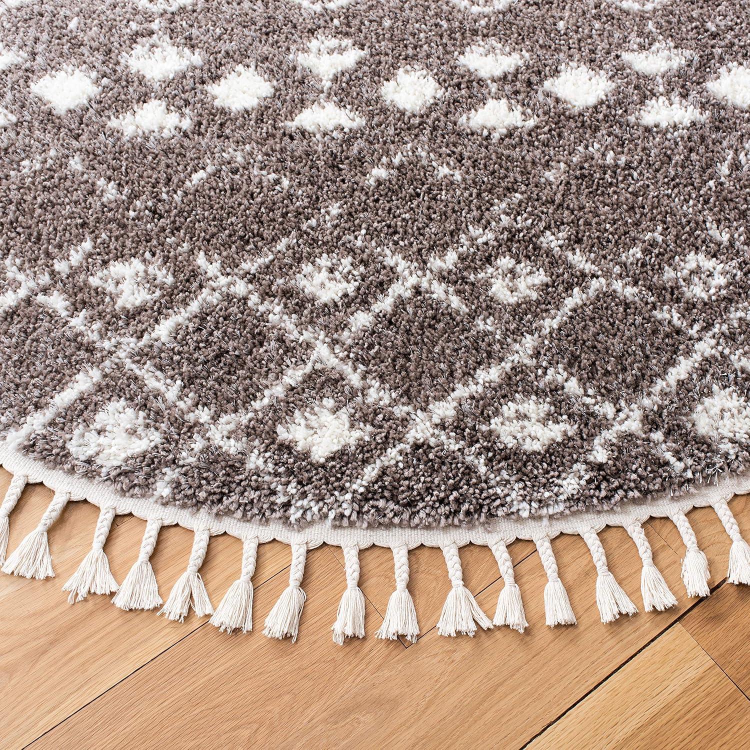image:imageSAFAVIEH Area Rug 8x10 Berber Fringe Shag Collection Large Cream amp Dark Grey Moroccan Design NonShedding amp Easy Cleaning Thick Pile Ideal for Living Room Bedroom Dining Space BFG516ABrownIvory