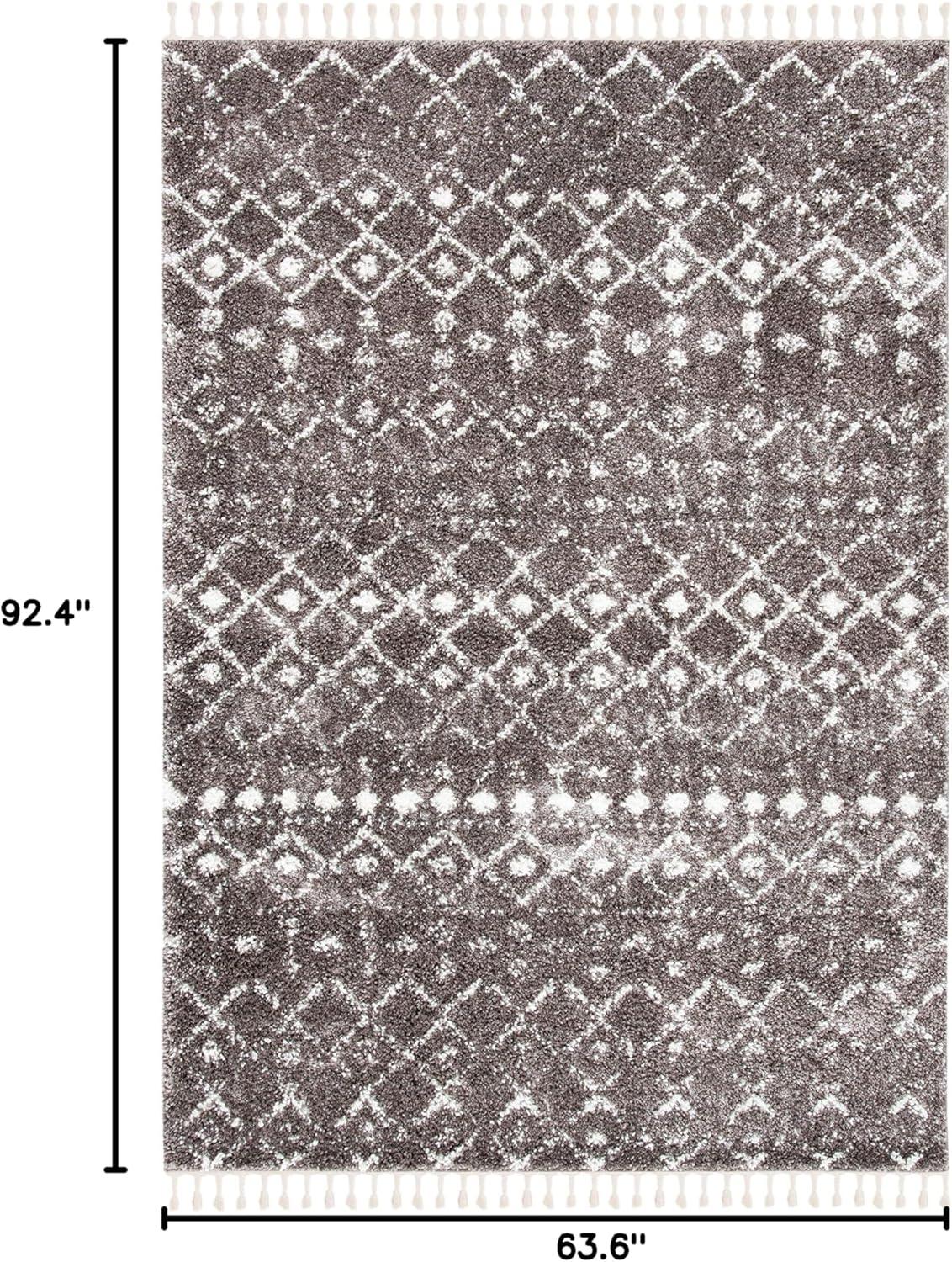 image:imageSAFAVIEH Area Rug 8x10 Berber Fringe Shag Collection Large Cream amp Dark Grey Moroccan Design NonShedding amp Easy Cleaning Thick Pile Ideal for Living Room Bedroom Dining Space BFG516ABrownIvory