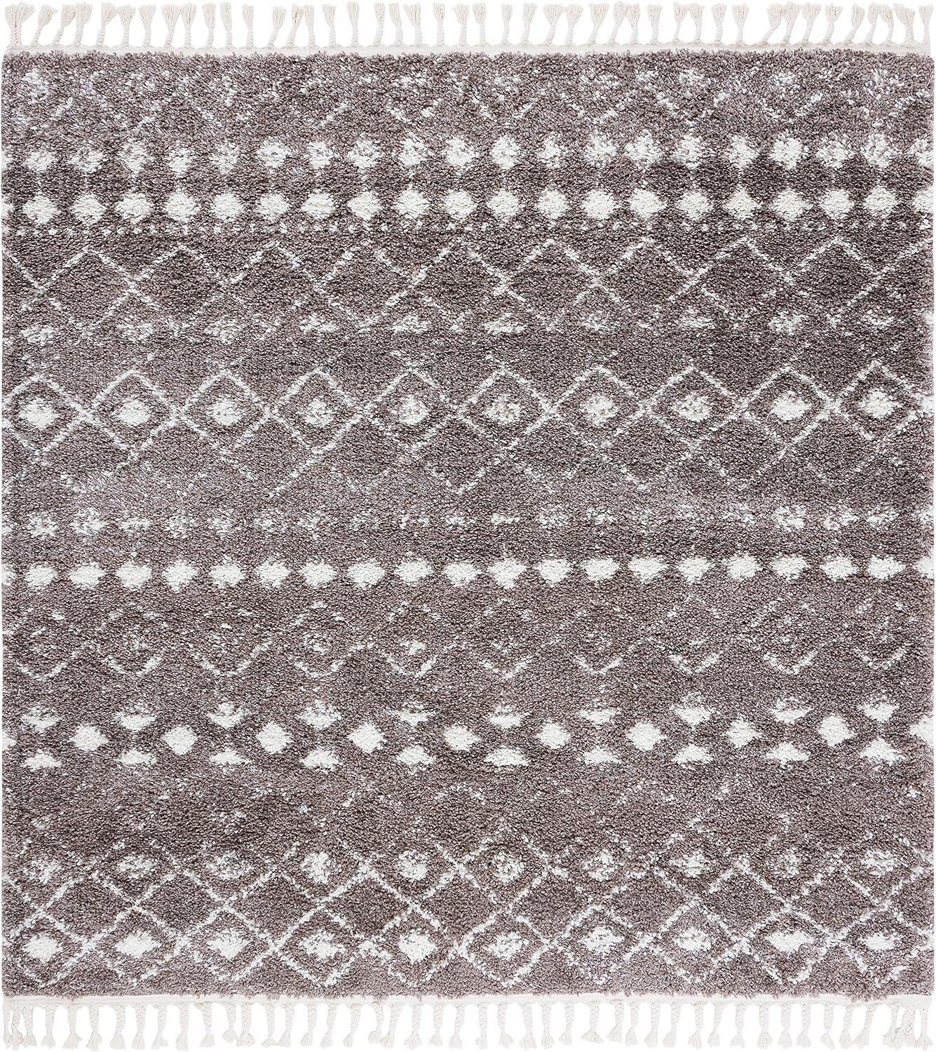 image:imageSAFAVIEH Area Rug 8x10 Berber Fringe Shag Collection Large Cream amp Dark Grey Moroccan Design NonShedding amp Easy Cleaning Thick Pile Ideal for Living Room Bedroom Dining Space BFG516ABrownIvory