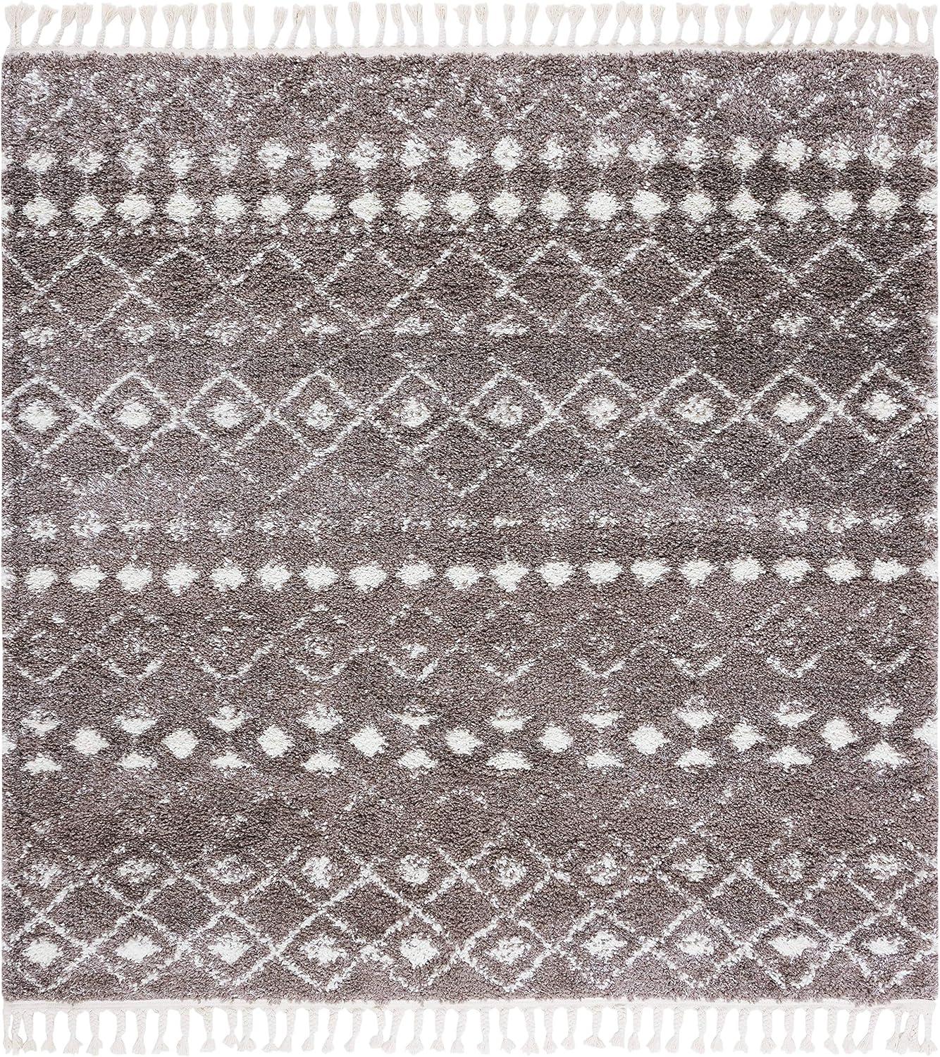 image:imageSAFAVIEH Area Rug 8x10 Berber Fringe Shag Collection Large Cream amp Dark Grey Moroccan Design NonShedding amp Easy Cleaning Thick Pile Ideal for Living Room Bedroom Dining Space BFG516ABrownIvory