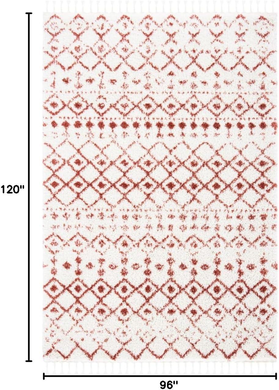 image:imageSAFAVIEH Area Rug 8x10 Berber Fringe Shag Collection Large Cream amp Dark Grey Moroccan Design NonShedding amp Easy Cleaning Thick Pile Ideal for Living Room Bedroom Dining Space BFG516AIvoryRust