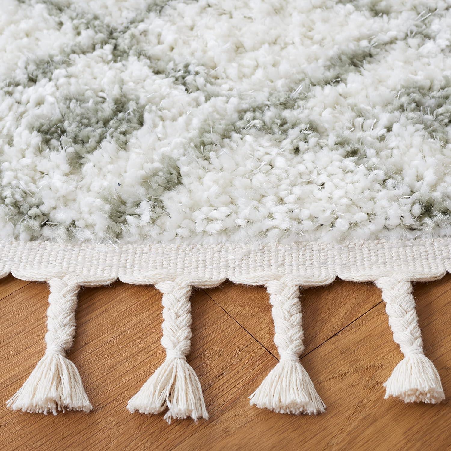 image:imageSAFAVIEH Area Rug 8x10 Berber Fringe Shag Collection Large Cream amp Dark Grey Moroccan Design NonShedding amp Easy Cleaning Thick Pile Ideal for Living Room Bedroom Dining Space BFG516AIvorySage