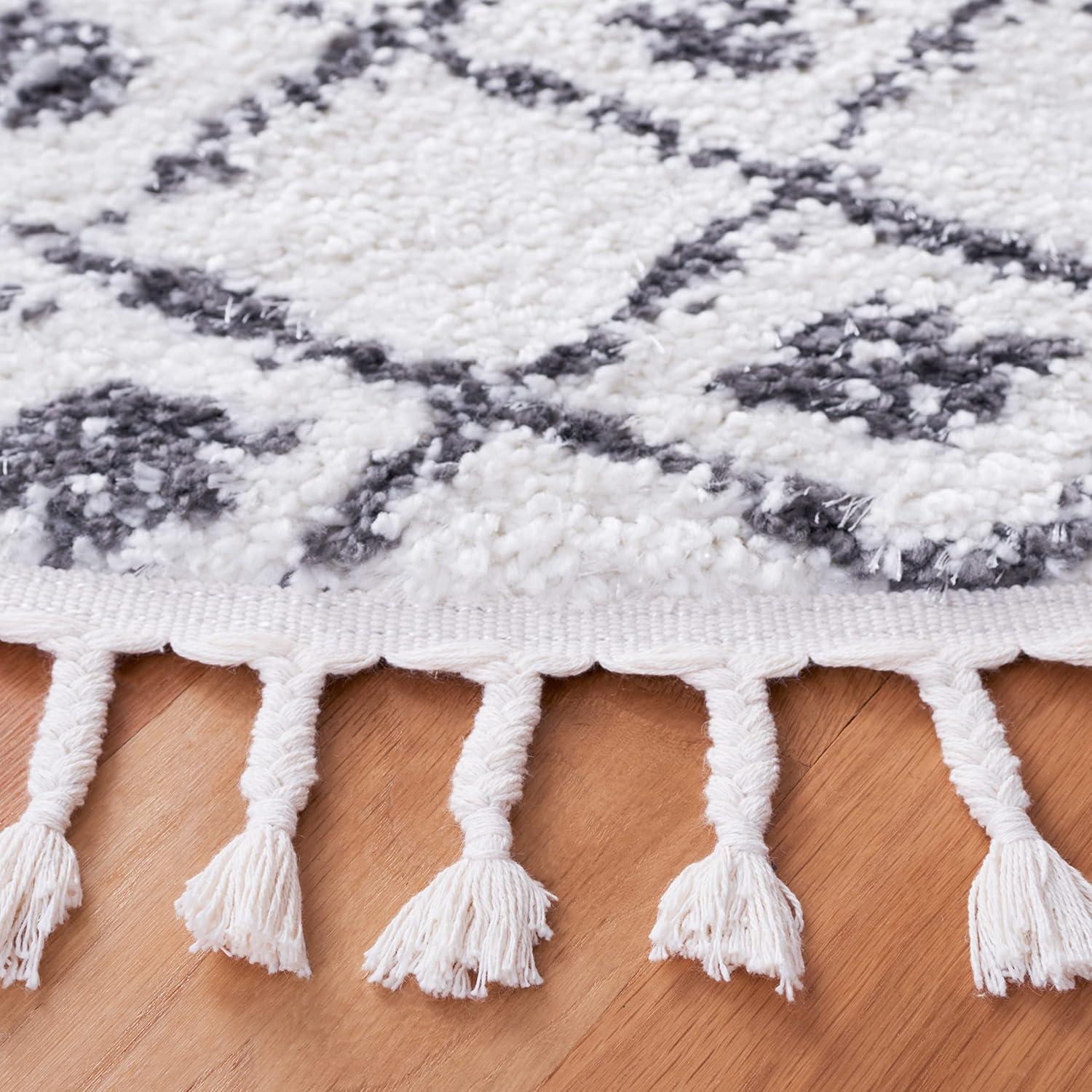 image:imageSAFAVIEH Area Rug 8x10 Berber Fringe Shag Collection Large Cream amp Dark Grey Moroccan Design NonShedding amp Easy Cleaning Thick Pile Ideal for Living Room Bedroom Dining Space BFG516ACreamDark Grey
